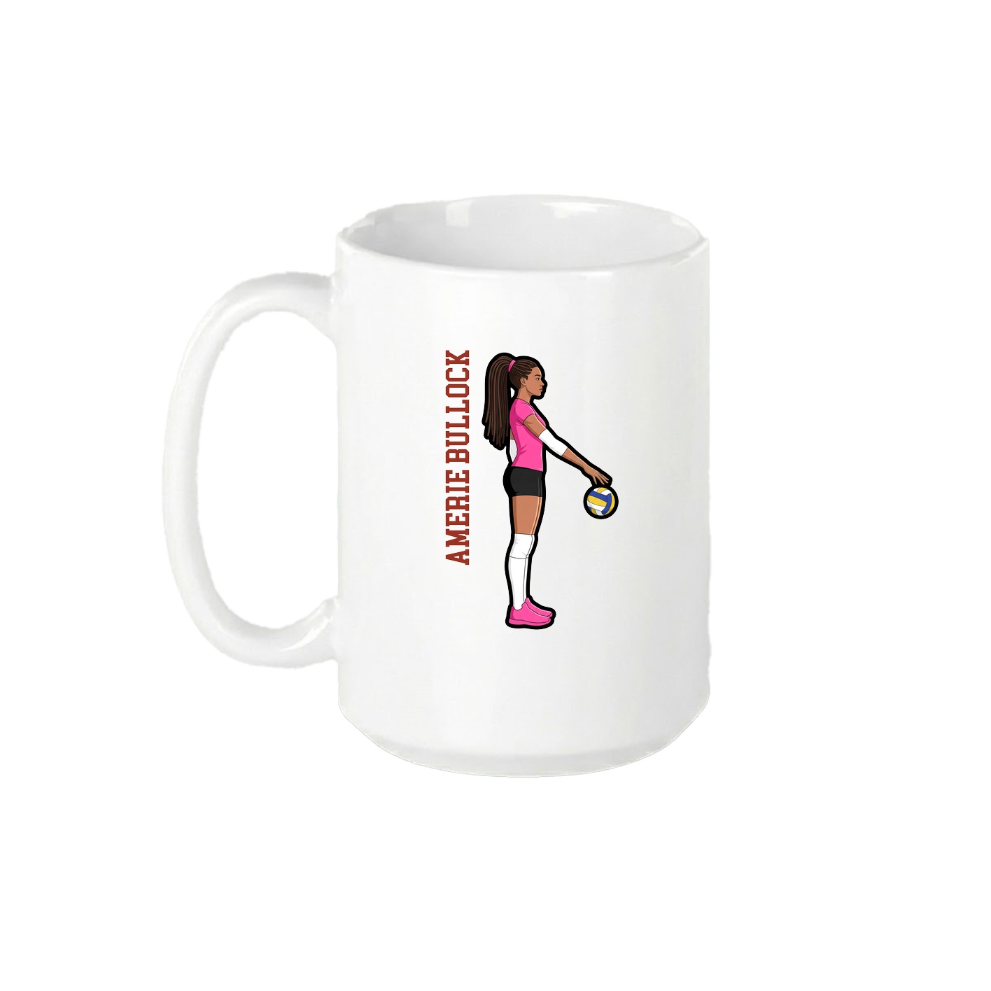 15oz Coffee Mug — Name Vertical in White