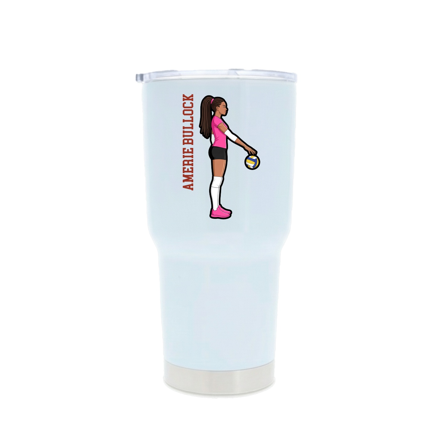 30oz Stainless Steel Tumbler — Name Vertical in White