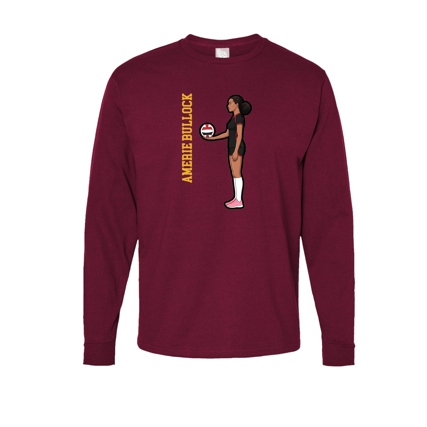 Long Sleeve Tee — Name Vertical in Cardinal