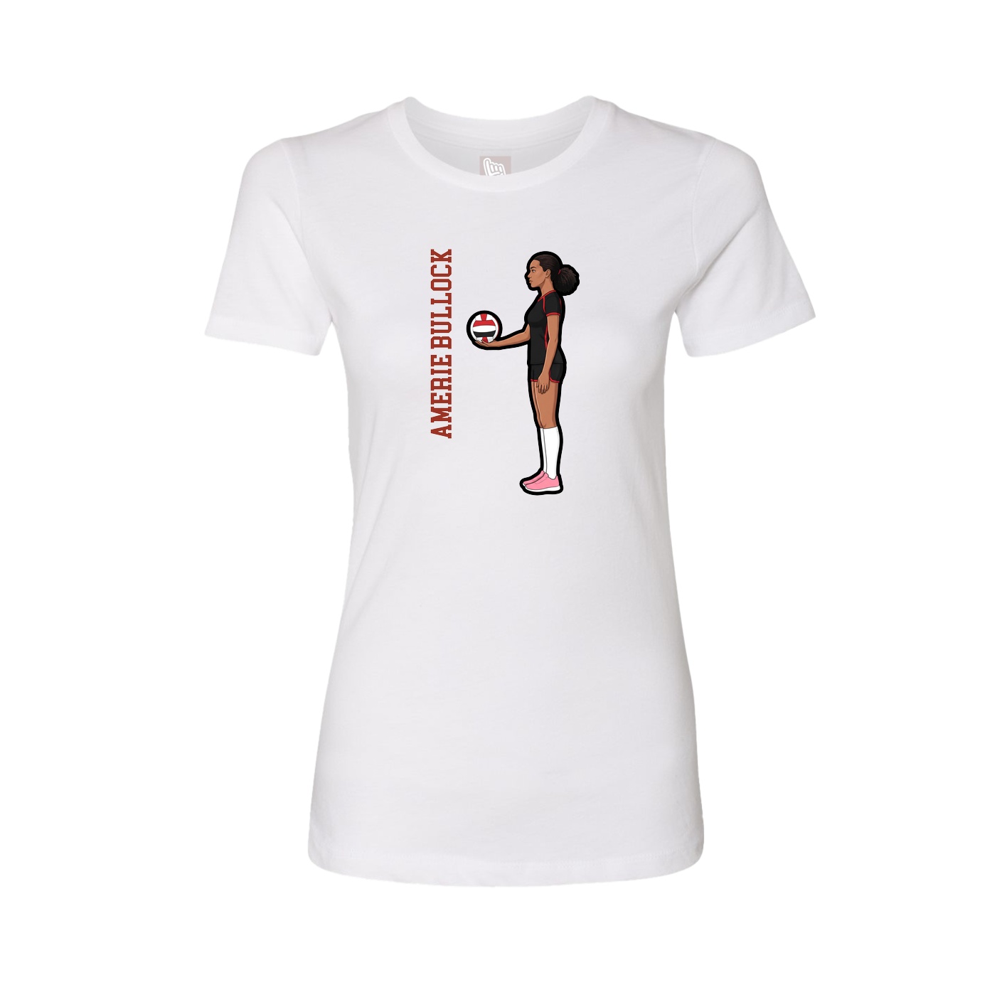 Fitted Women's Tee — Name Vertical in White