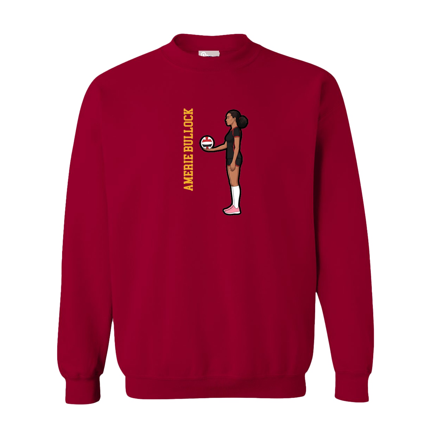 Fleece Crew — Name Vertical in Cardinal