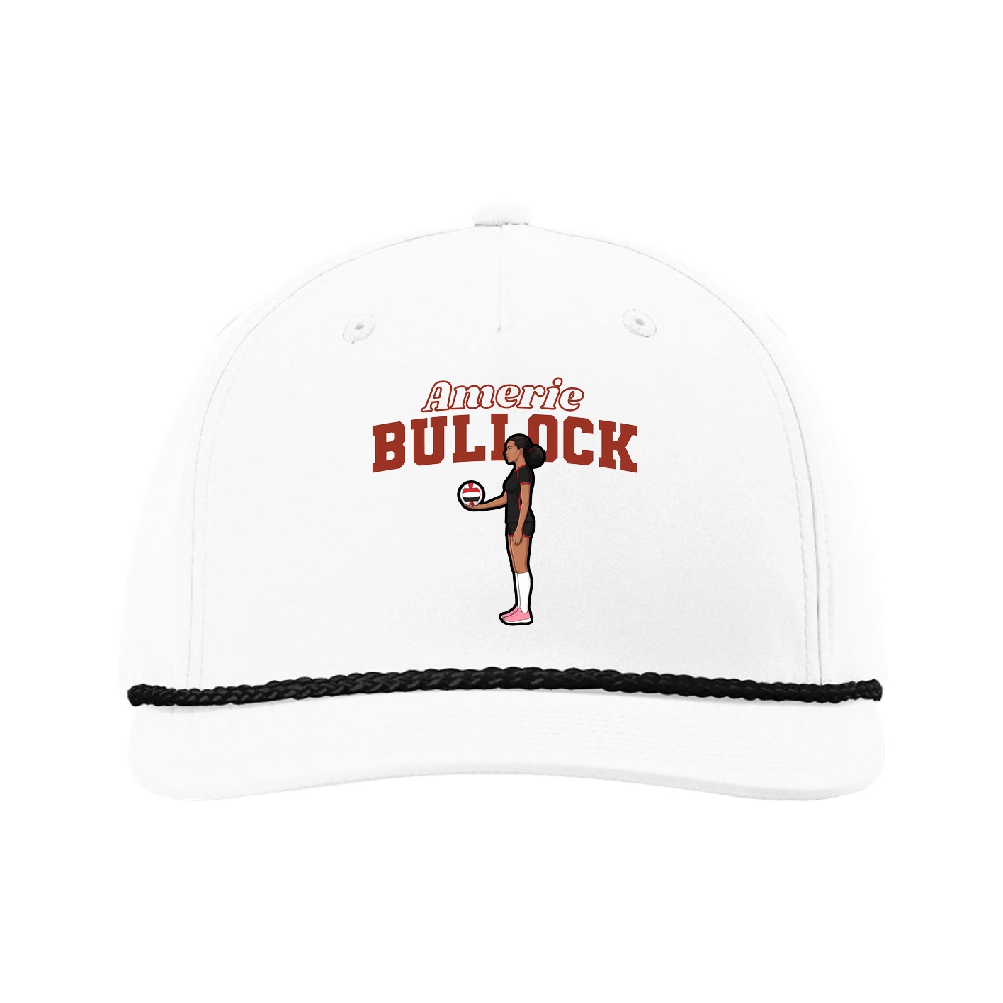 Five-Panel Classic Rope Cap — Name Arch in White