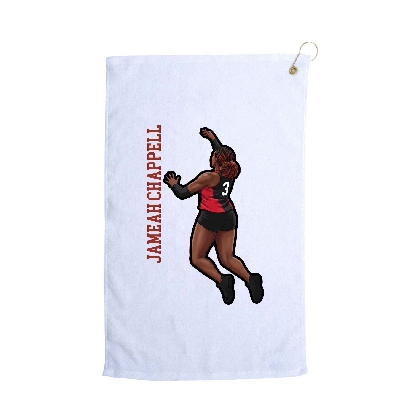 Golf Towel — Name Vertical in White