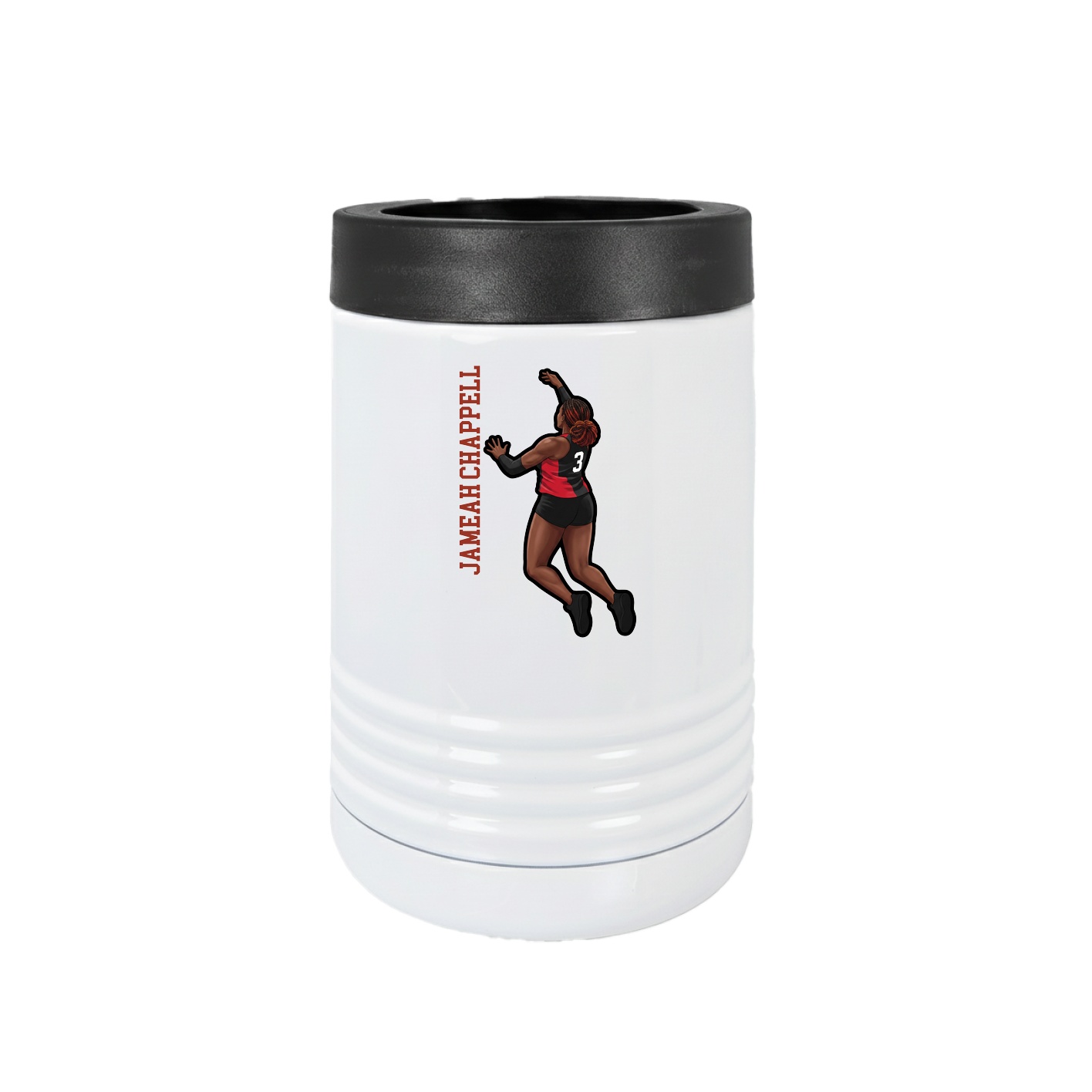 Beverage Holder — Name Vertical in White