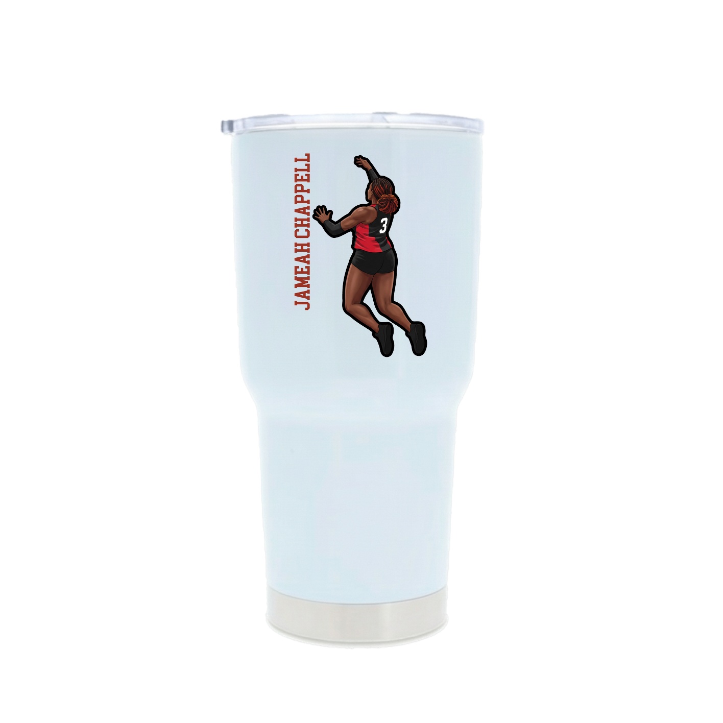 30oz Stainless Steel Tumbler — Name Vertical in White