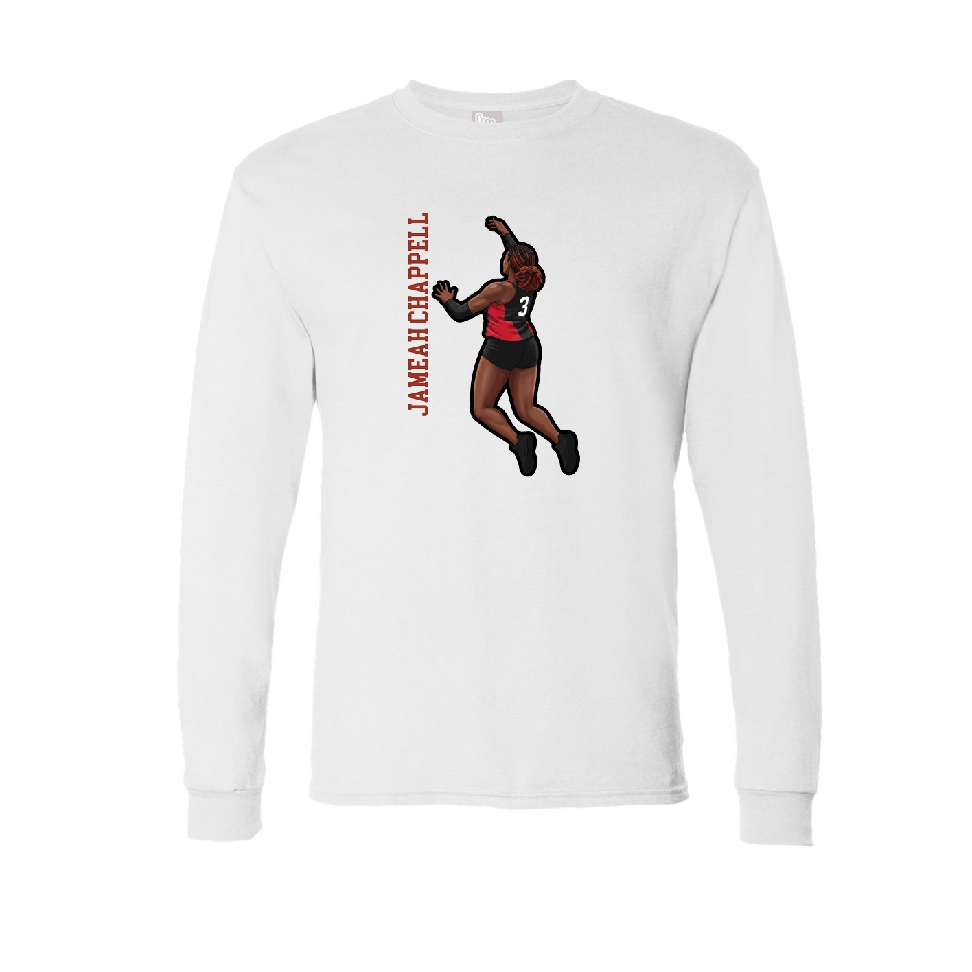 Long Sleeve Tee — Name Vertical in White