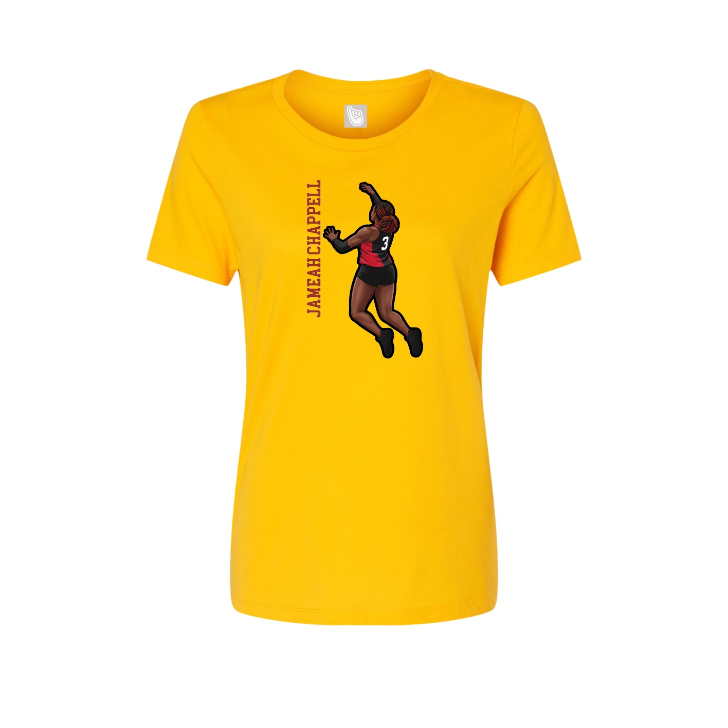 Fitted Women's Tee — Name Vertical in Gold