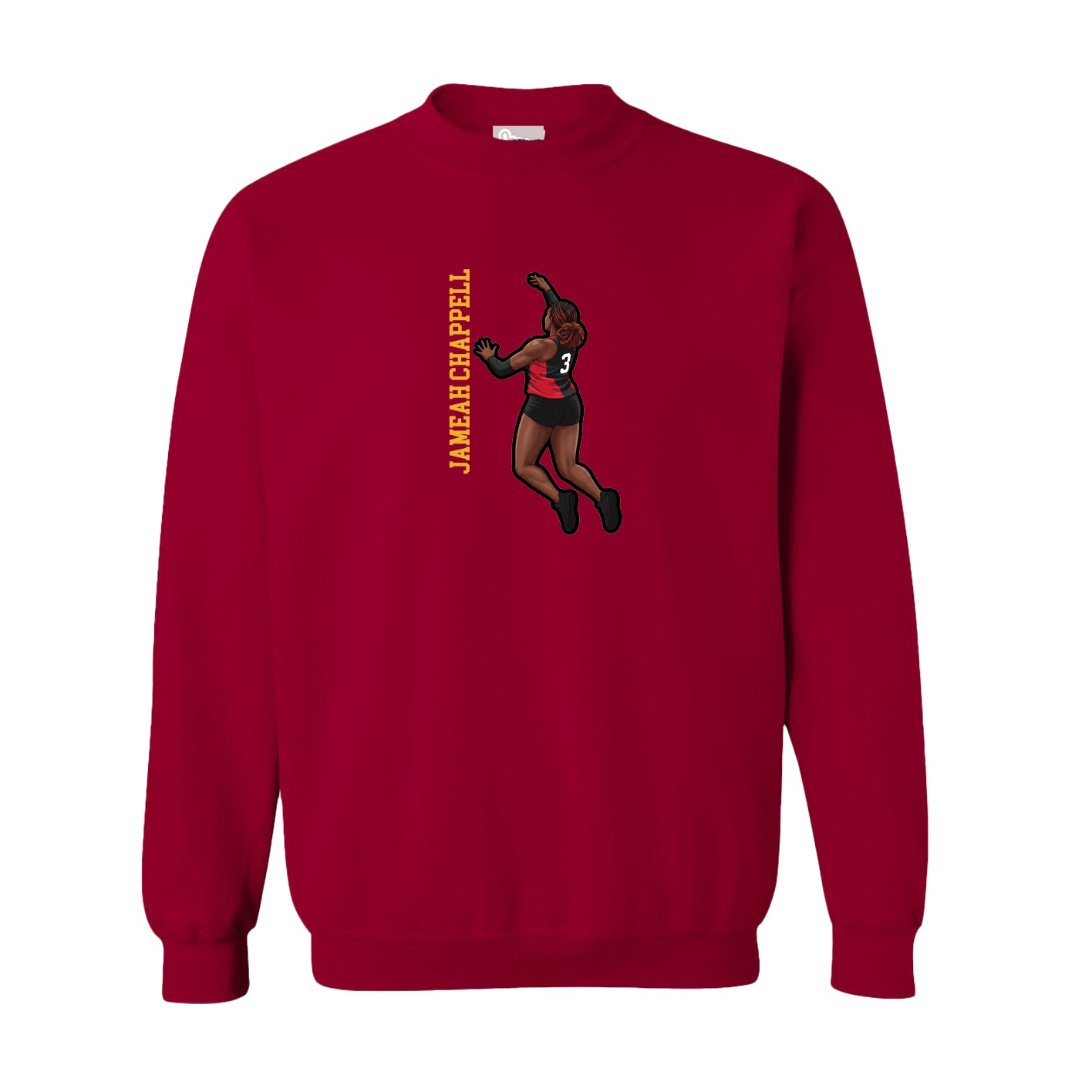 Fleece Crew — Name Vertical in Cardinal