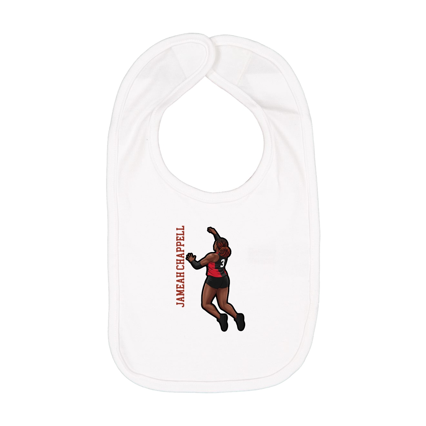 Infant Bib — Name Vertical in White