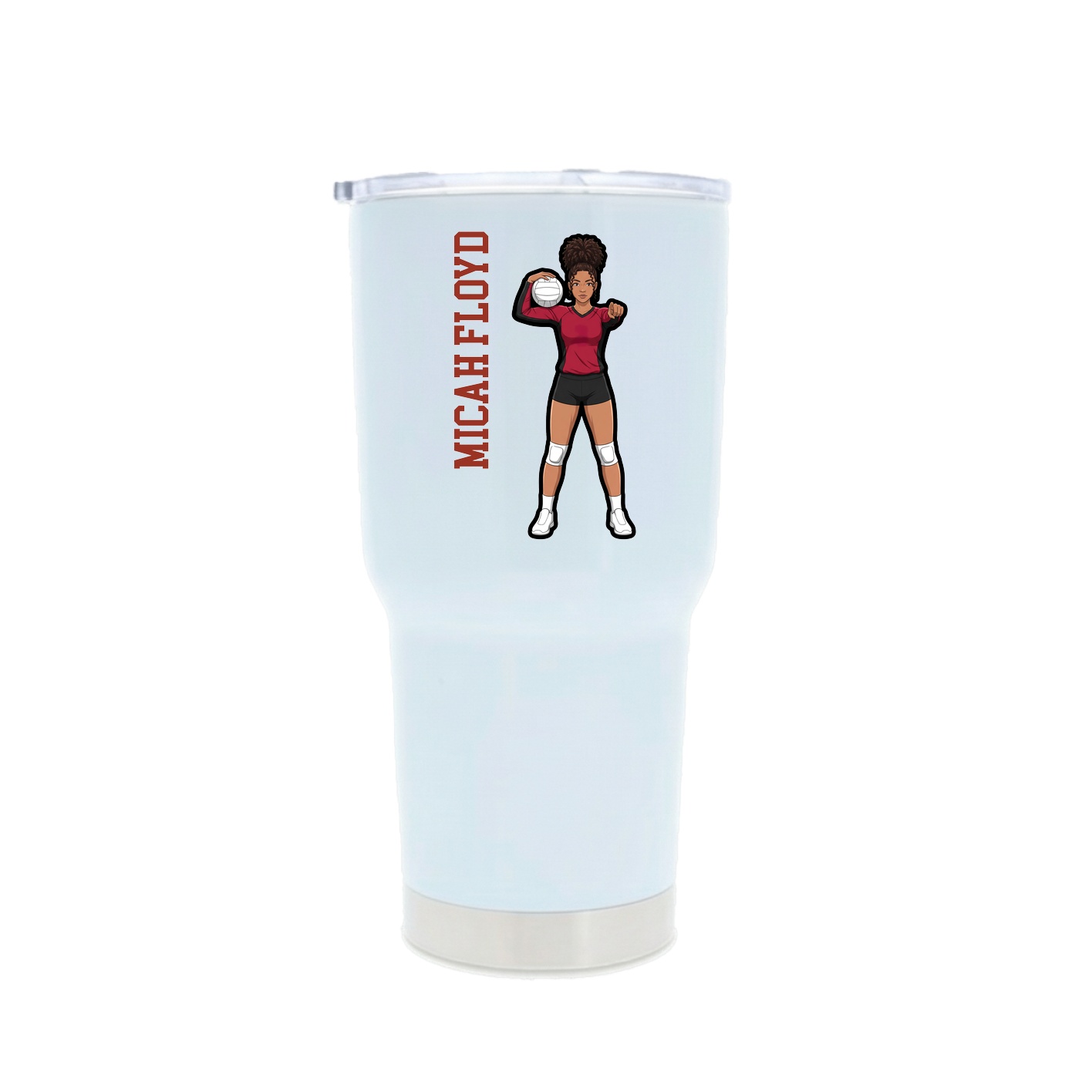 30oz Stainless Steel Tumbler — Name Vertical in White