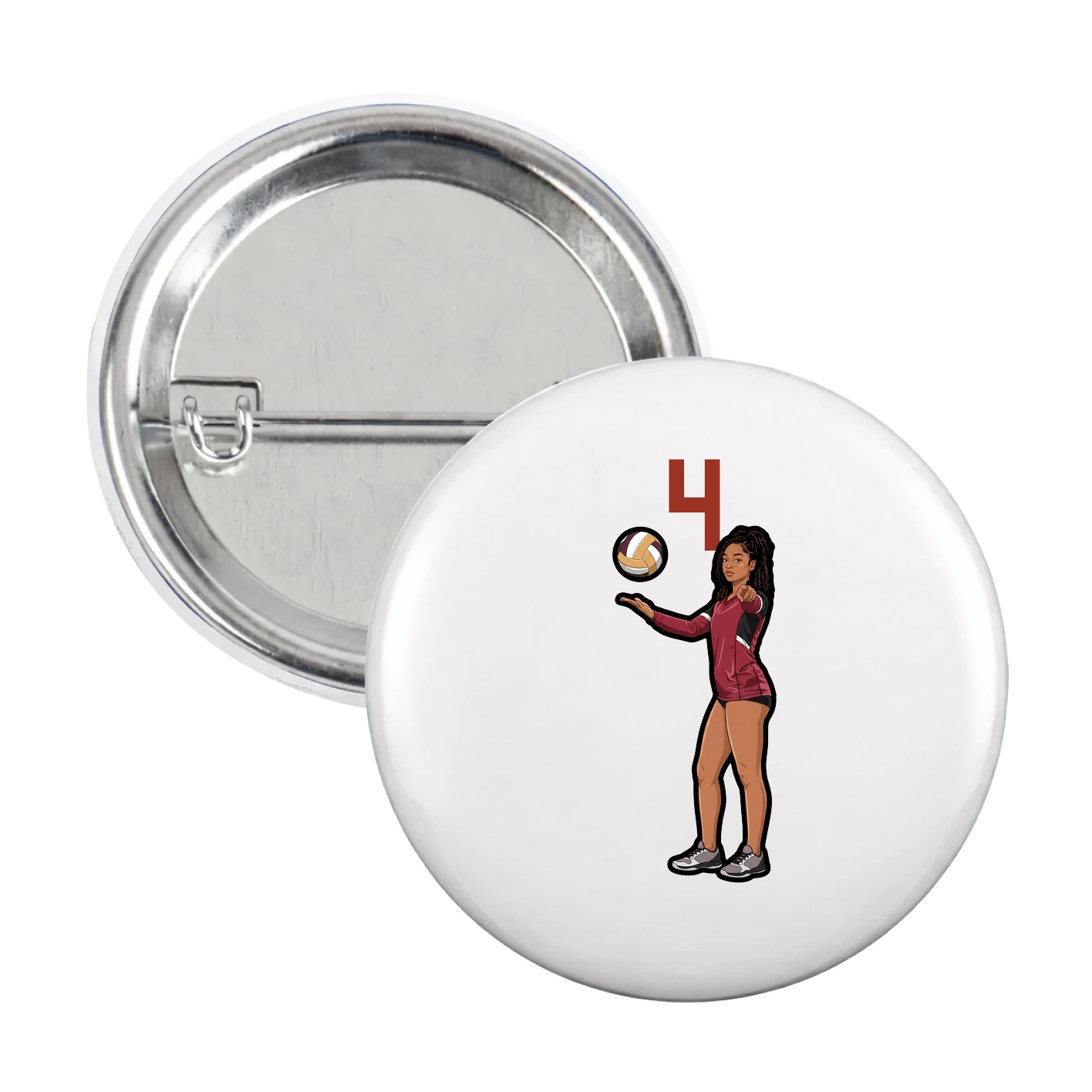 Game Day Button — Number Top in White