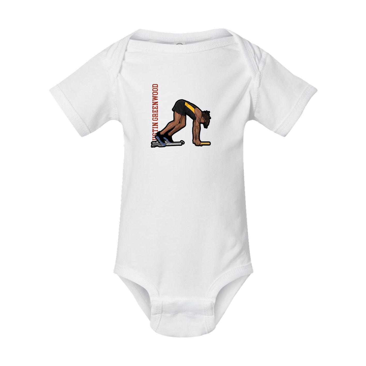 Baby Onesie — Name Vertical in White