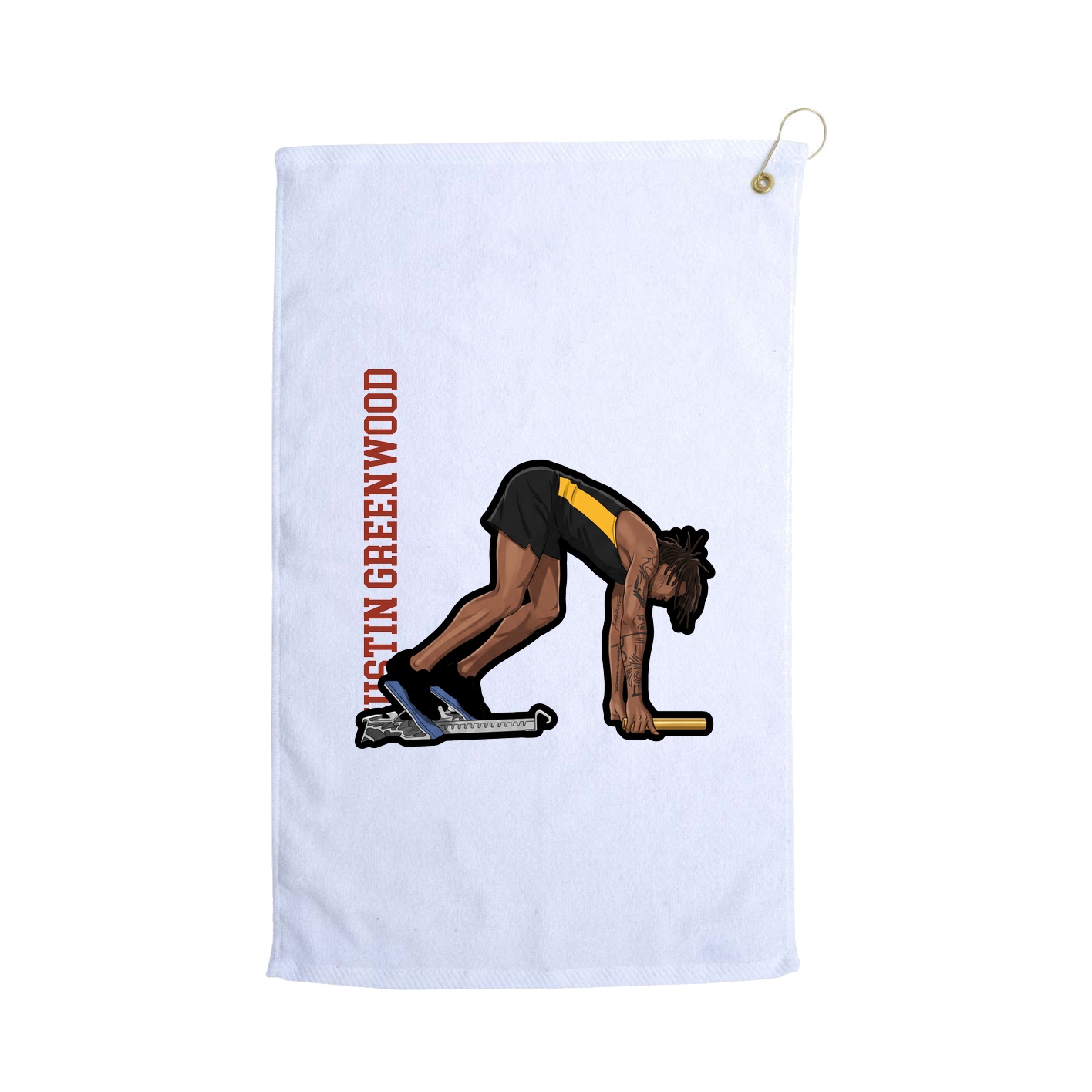 Golf Towel — Name Vertical in White