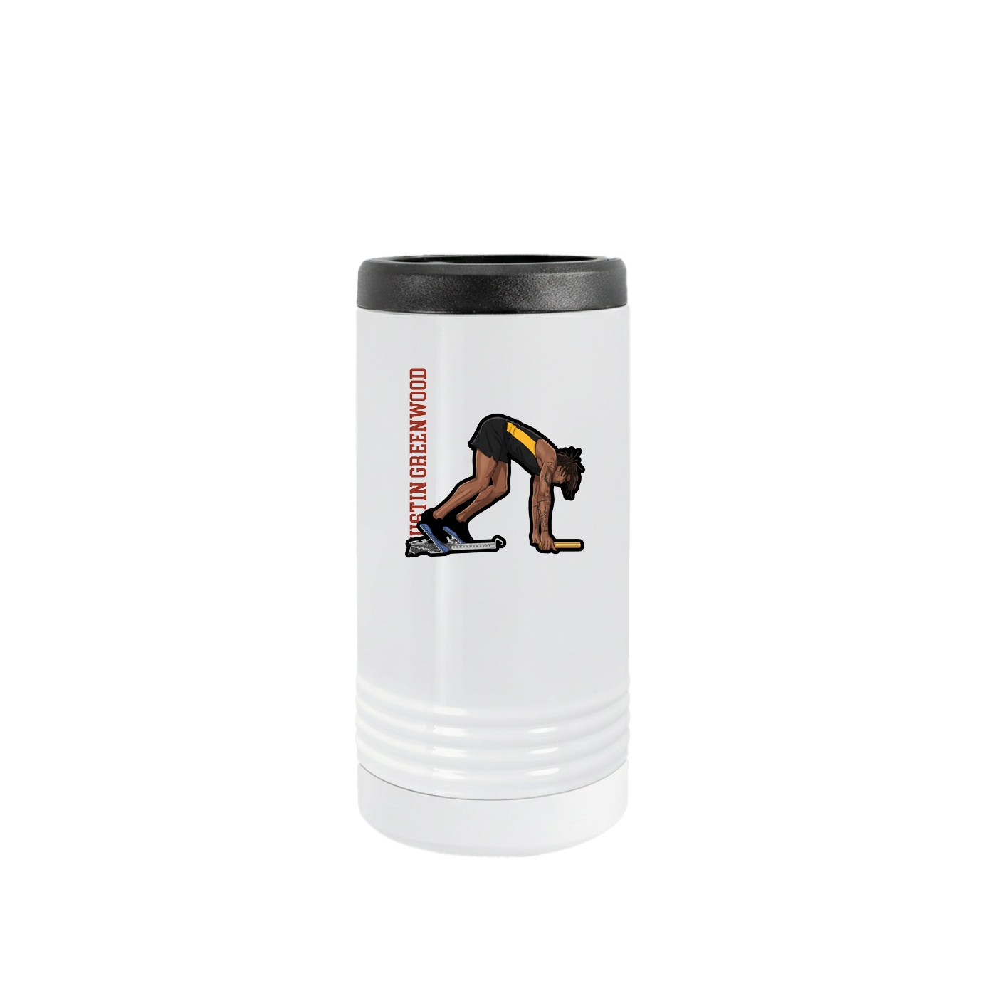 Slim Beverage Holder — Name Vertical in White