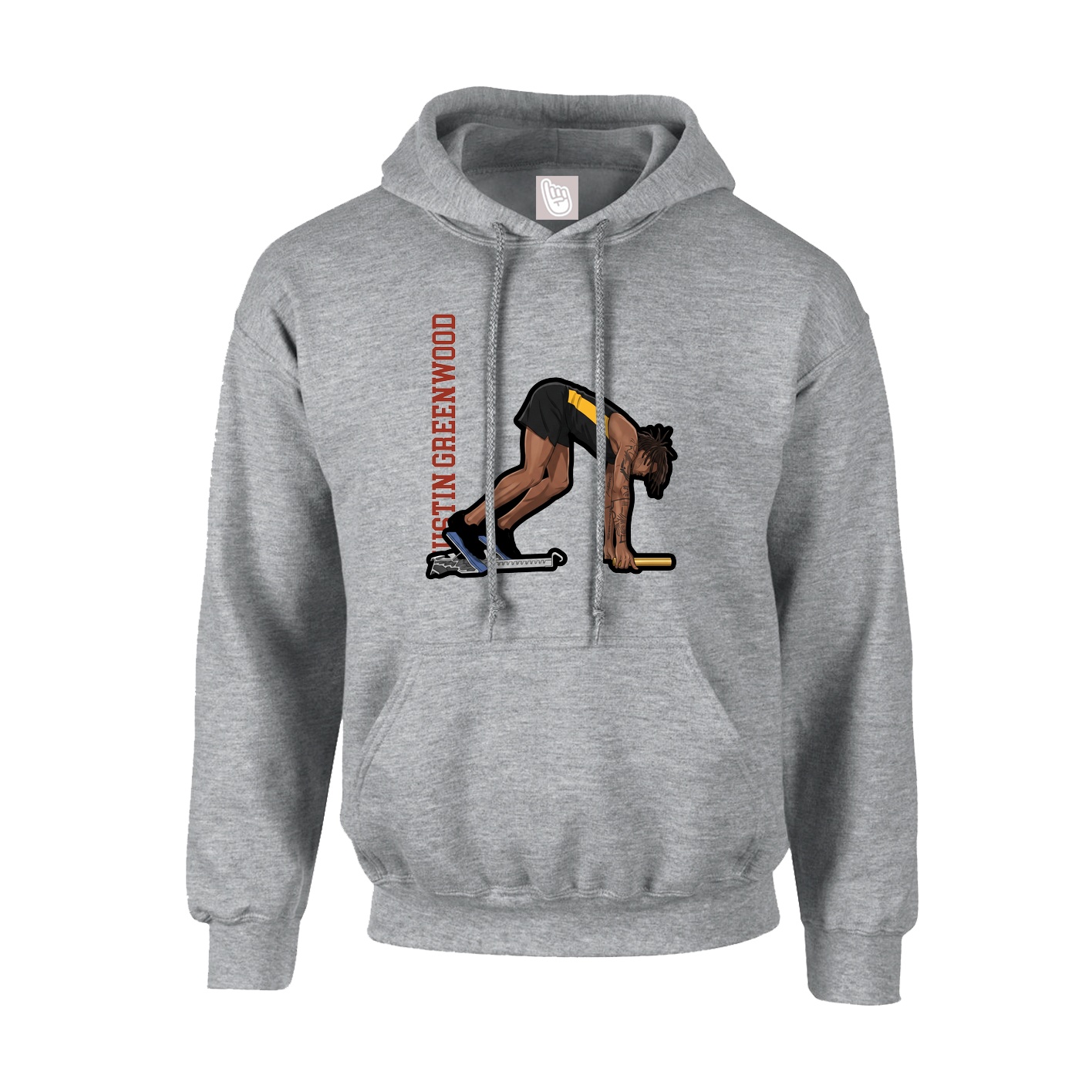 Hoodie — Name Vertical in Grey