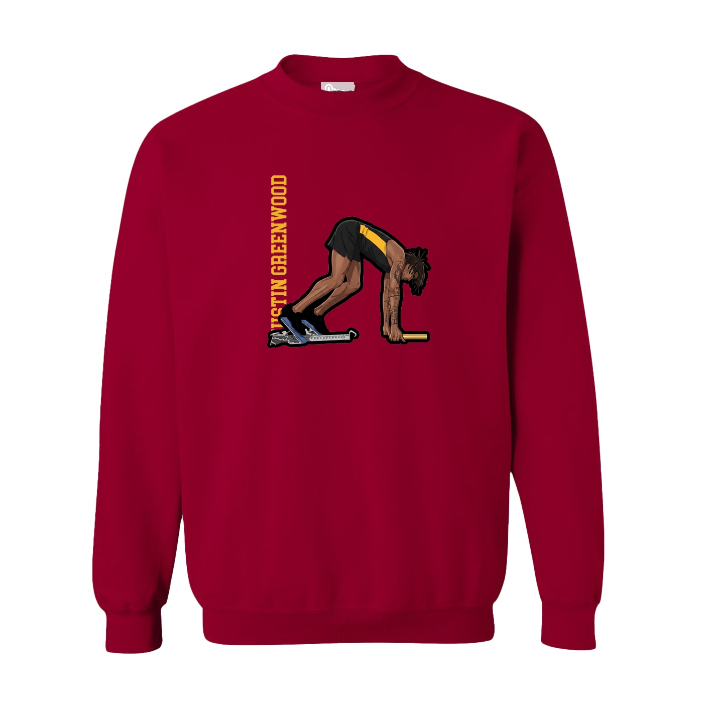 Fleece Crew — Name Vertical in Cardinal