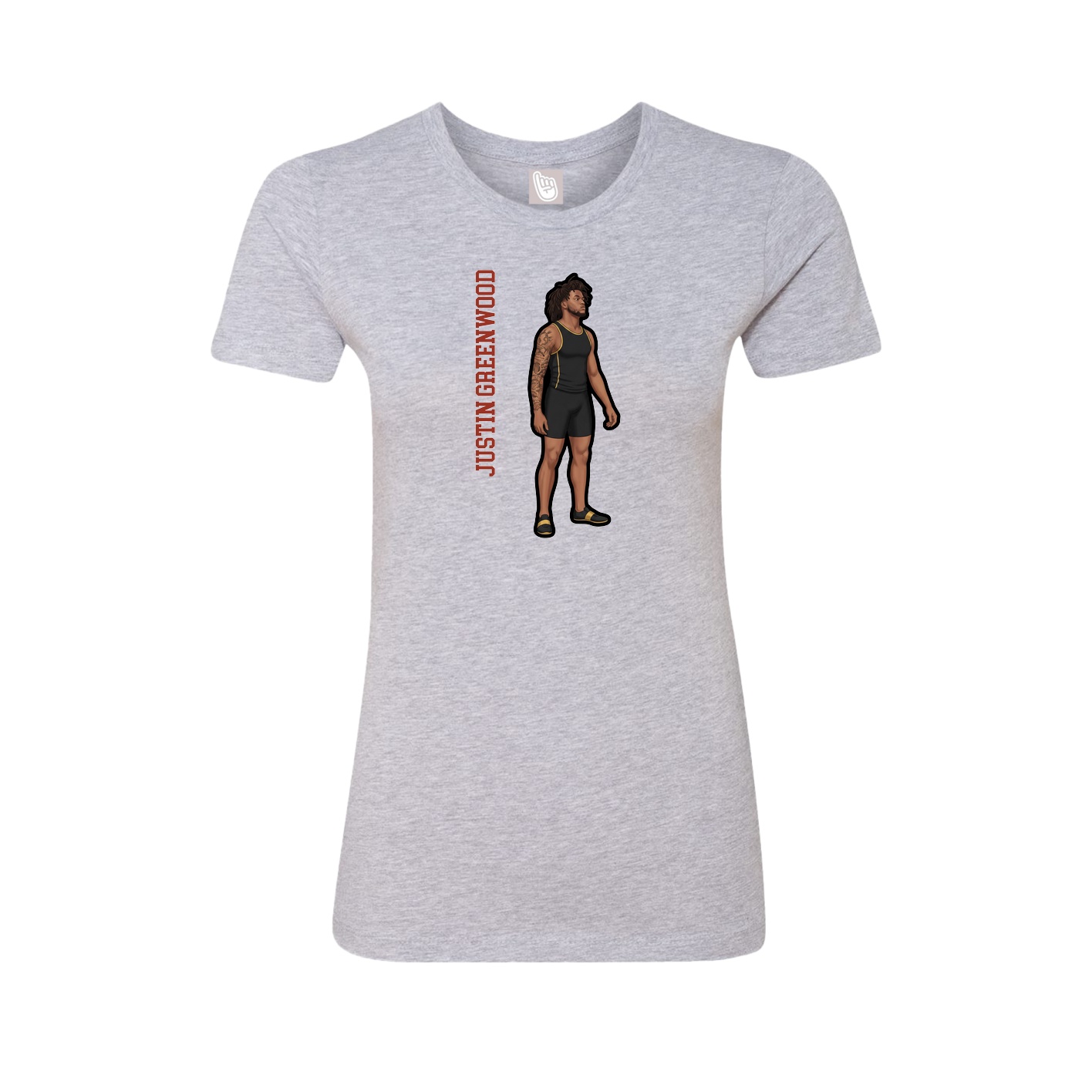 Fitted Women's Tee — Name Vertical in Grey