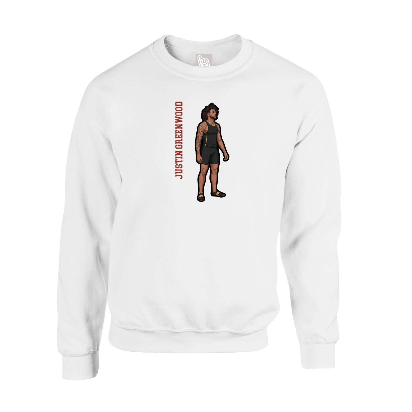 Fleece Crew — Name Vertical in White