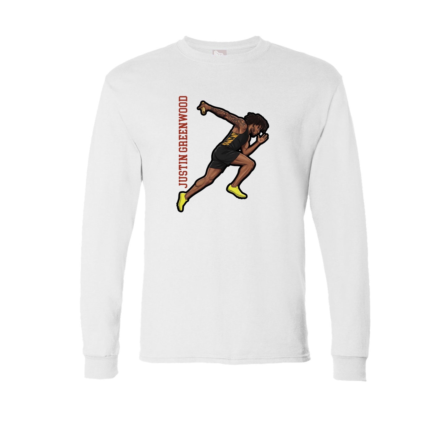 Long Sleeve Tee — Name Vertical in White