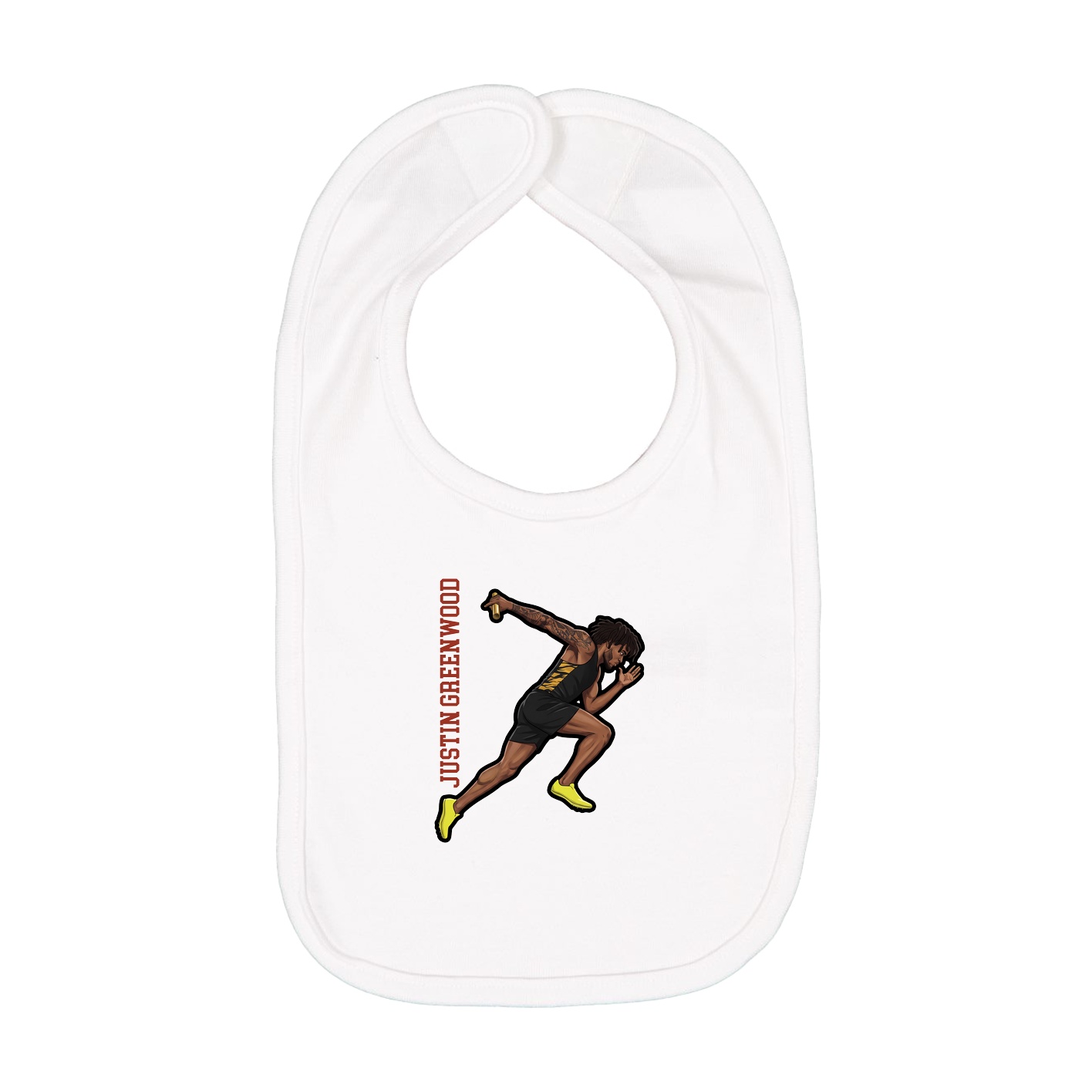 Infant Bib — Name Vertical in White