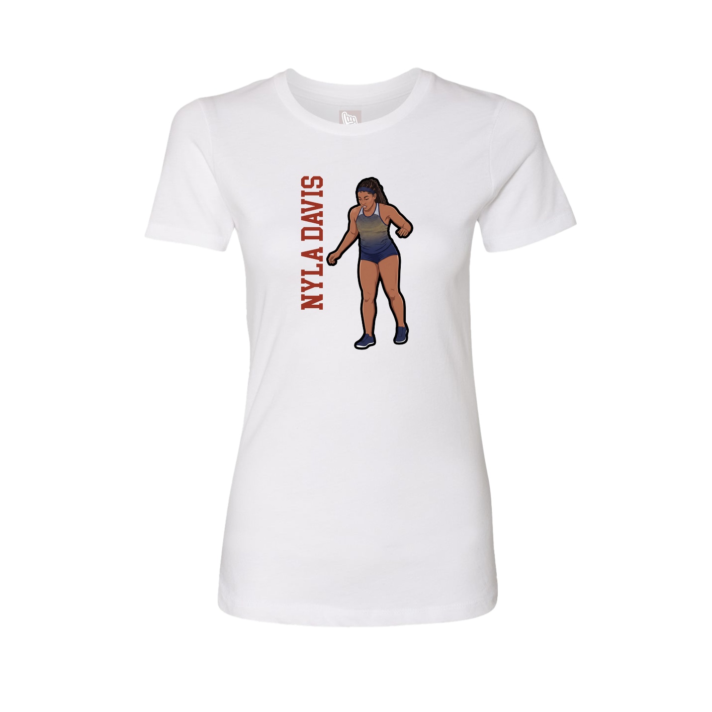 Fitted Women's Tee — Name Vertical in White