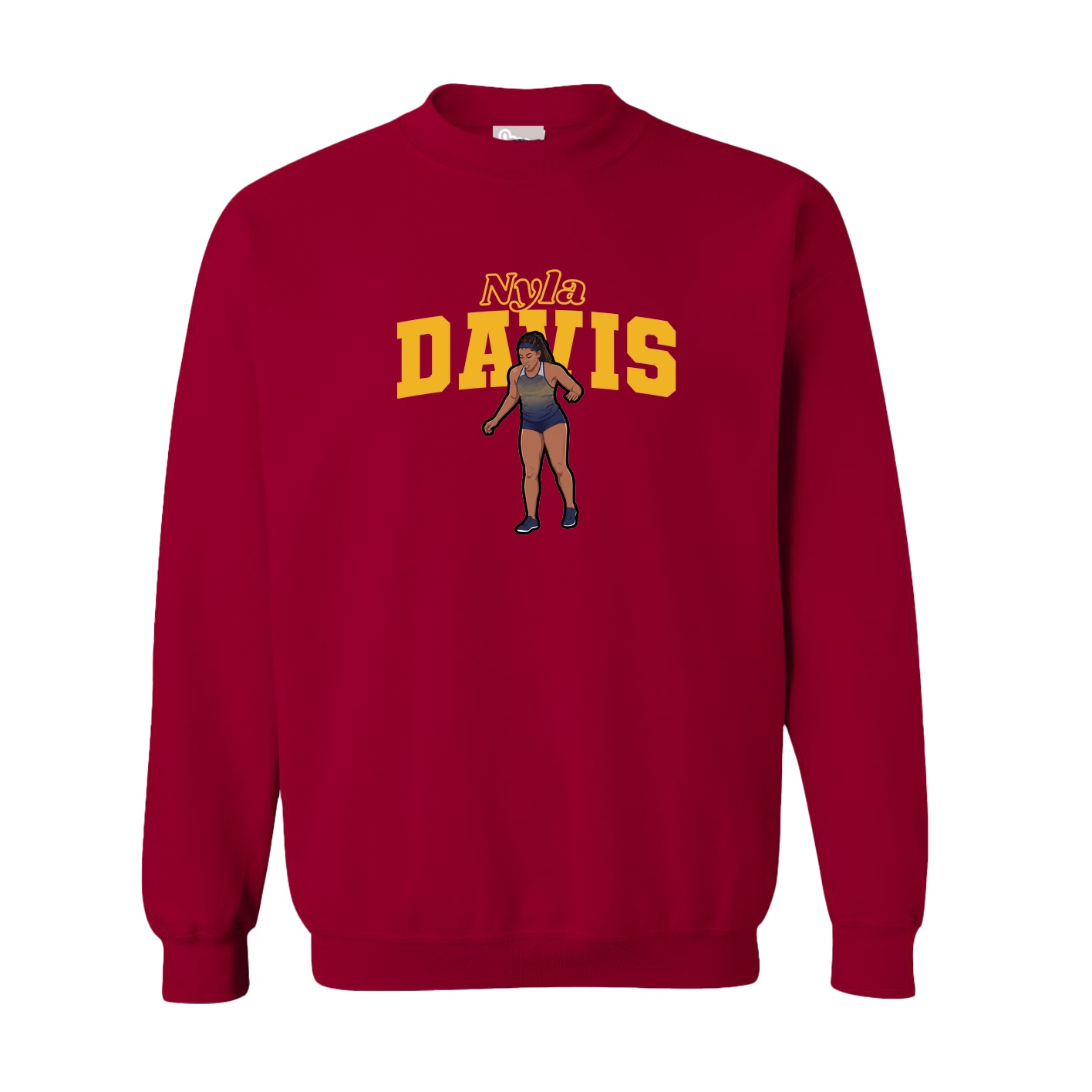 Fleece Crew — Name Arch in Cardinal