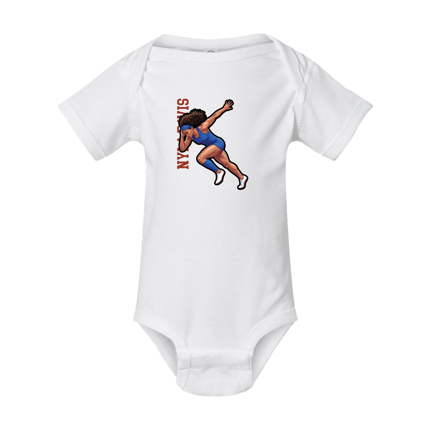 Baby Onesie — Name Vertical in White