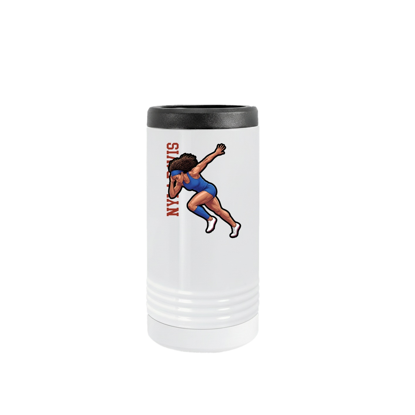 Slim Beverage Holder — Name Vertical in White