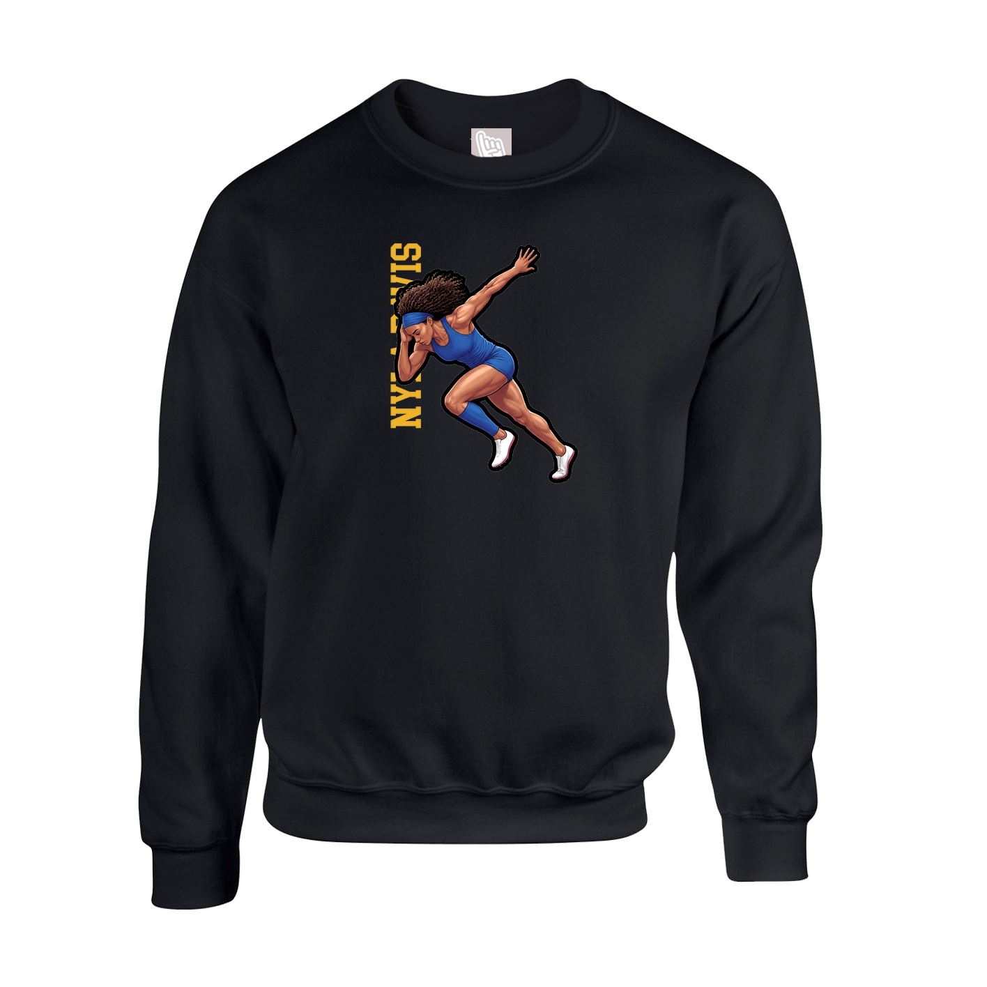 Fleece Crew — Name Vertical in Black