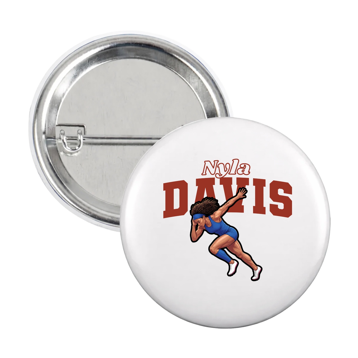 Game Day Button — Name Arch in White