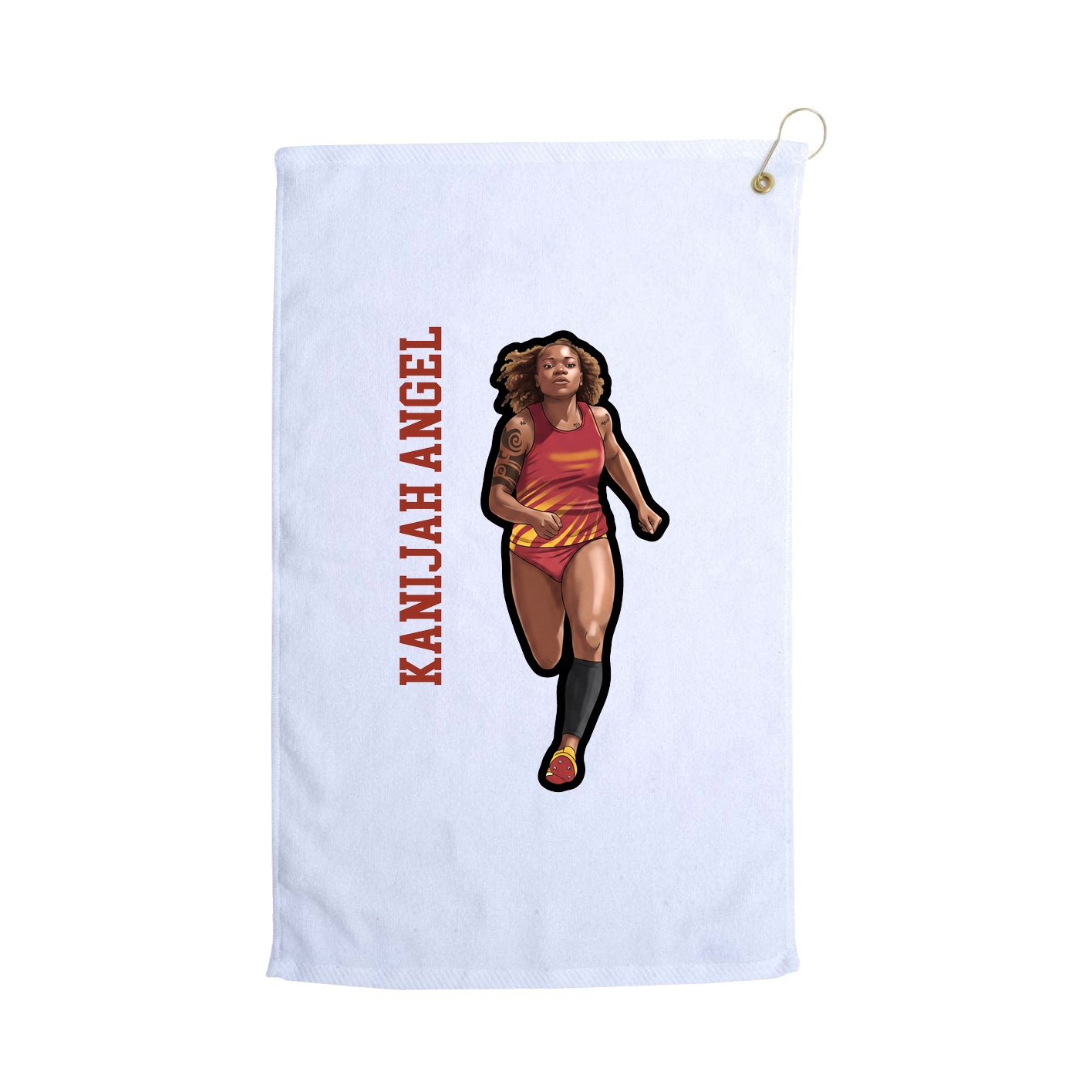 Golf Towel — Name Vertical in White