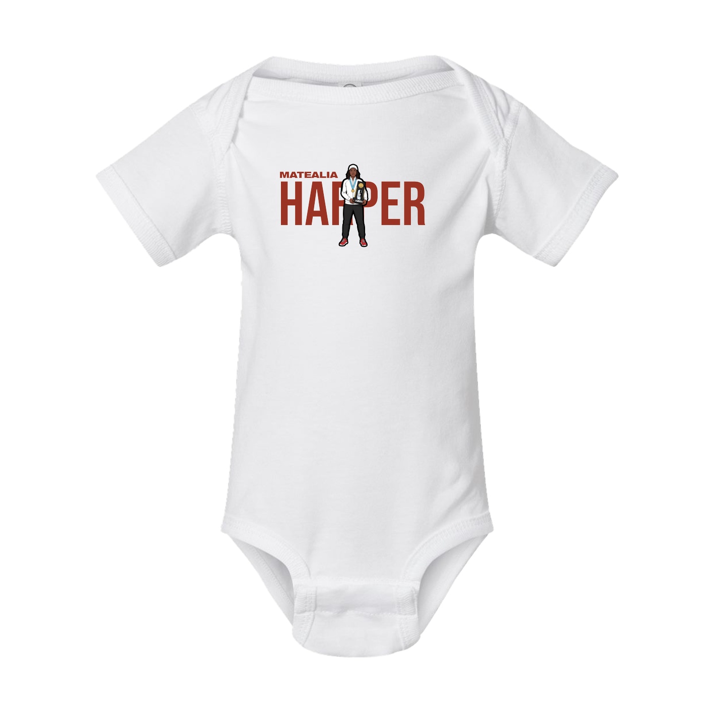 Baby Onesie — Player Name in White