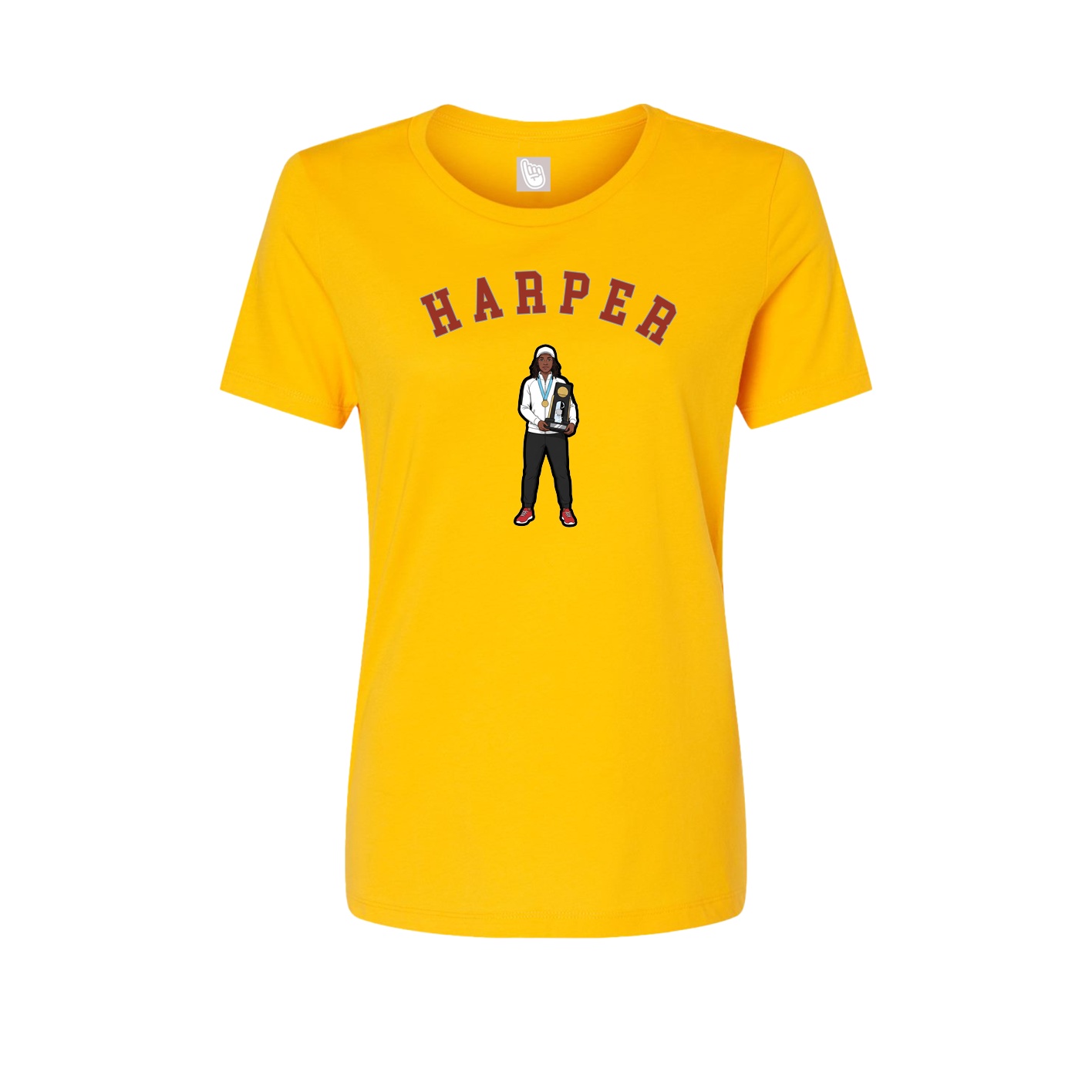 Fitted Women's Tee — Shirsey Arch in Gold
