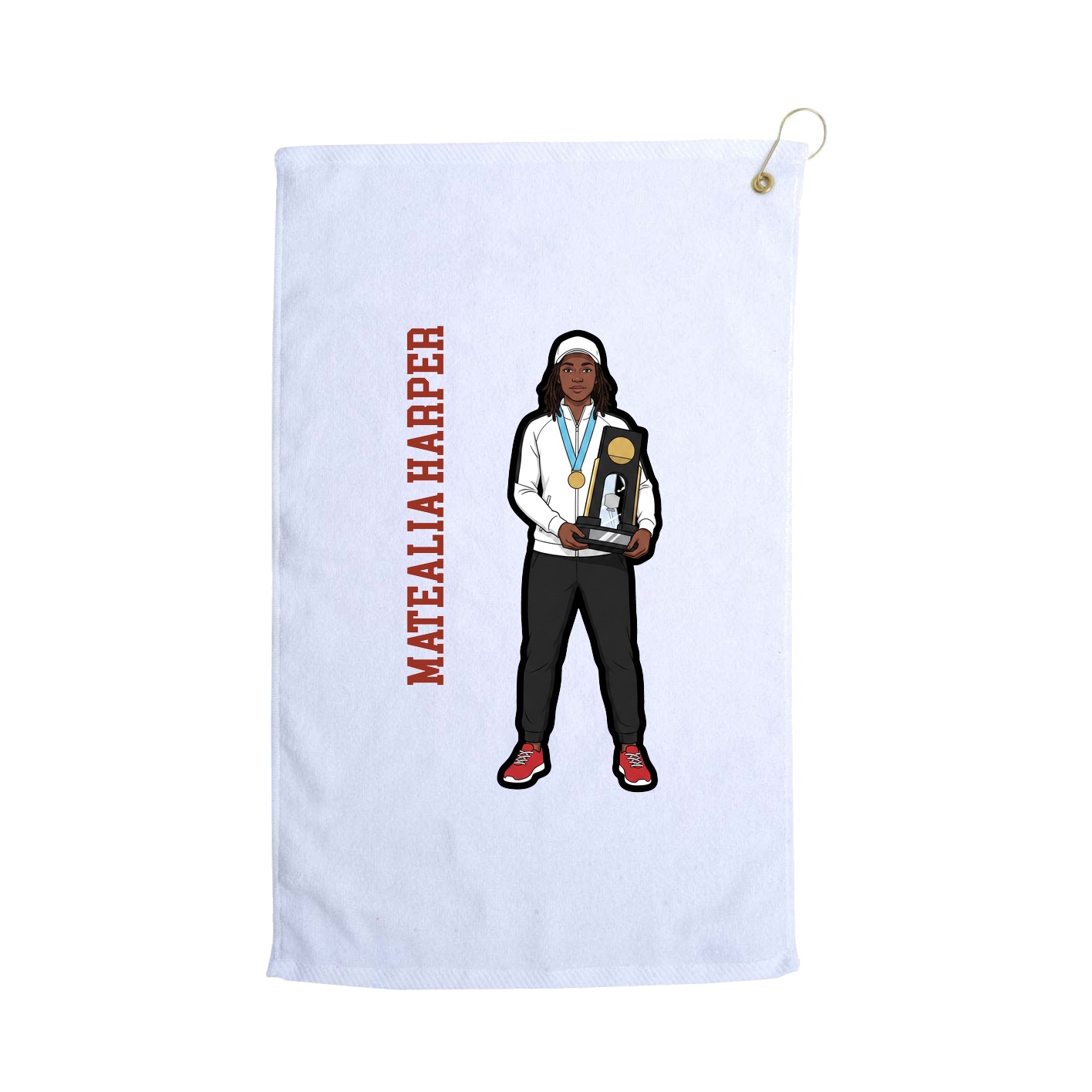 Golf Towel — Name Vertical in White