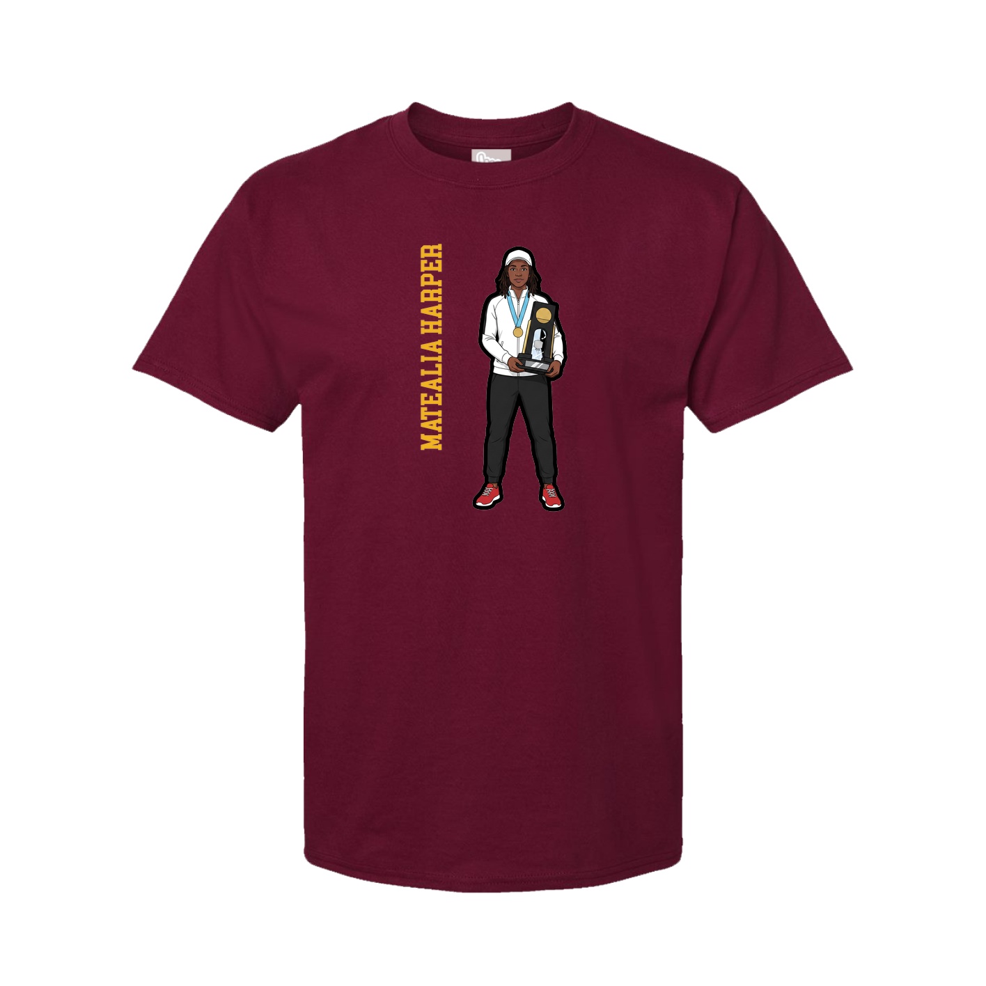 Youth Tee — Name Vertical in Cardinal