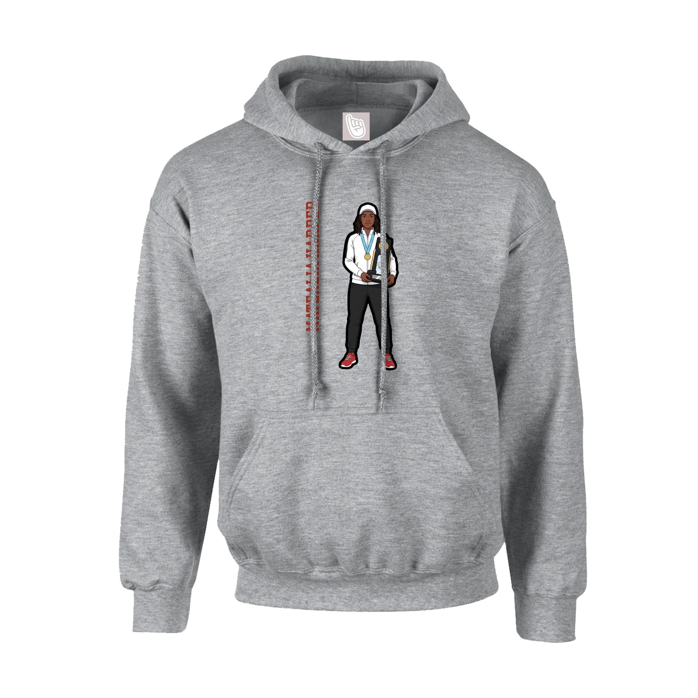 Youth Hoodie — Name Vertical in Grey