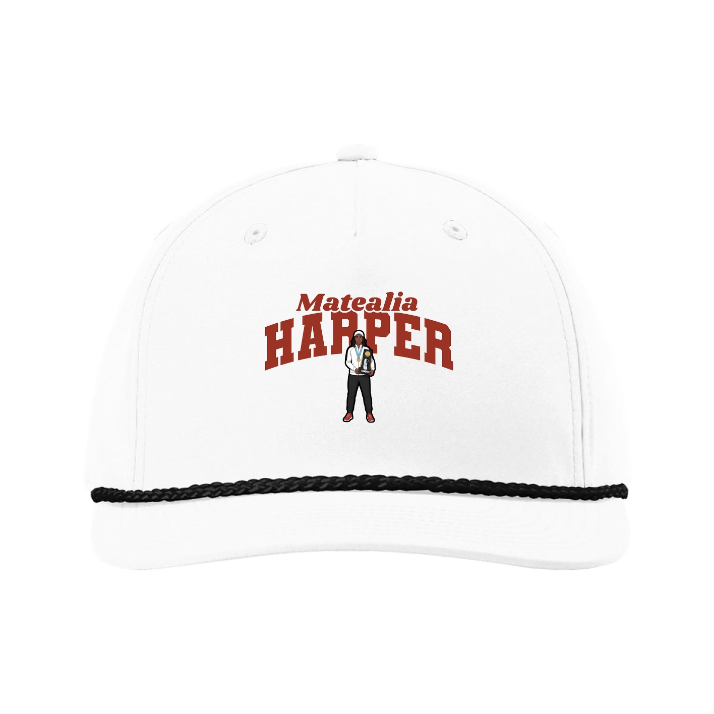 Five-Panel Classic Rope Cap — Signature Arch in White