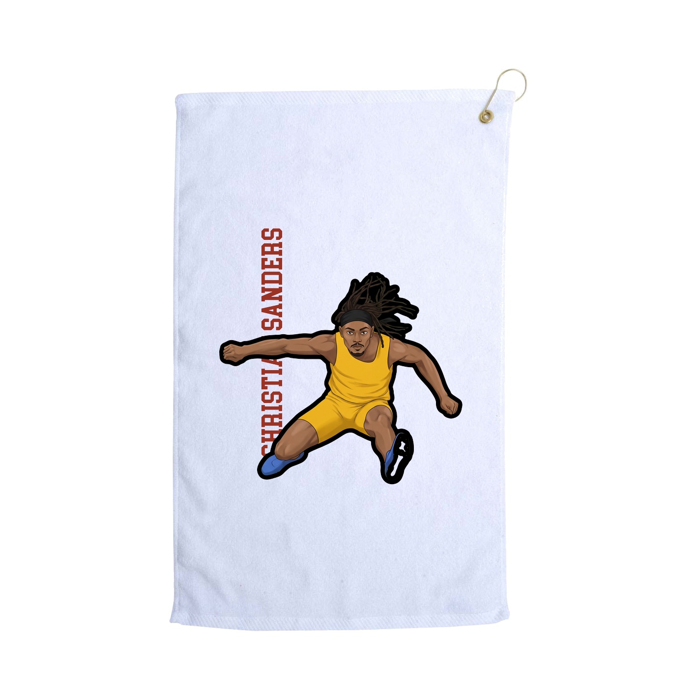 Golf Towel — Name Vertical in White