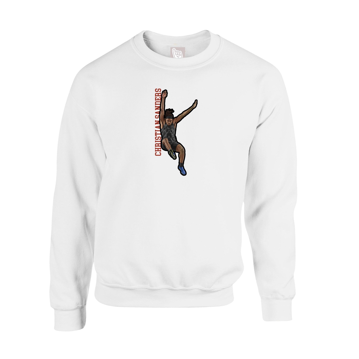 Fleece Crew — Name Vertical in White