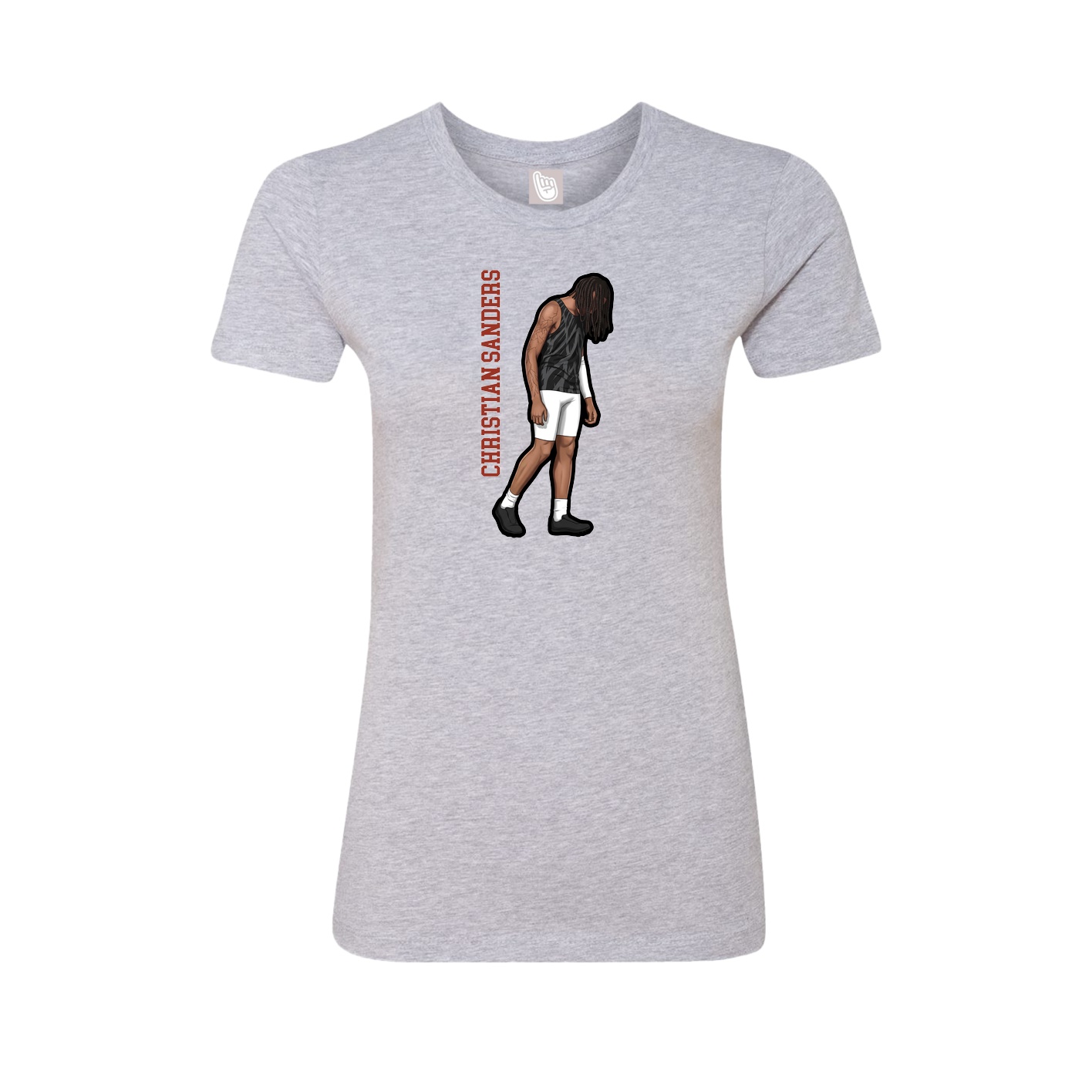 Fitted Women's Tee — Name Vertical in Grey
