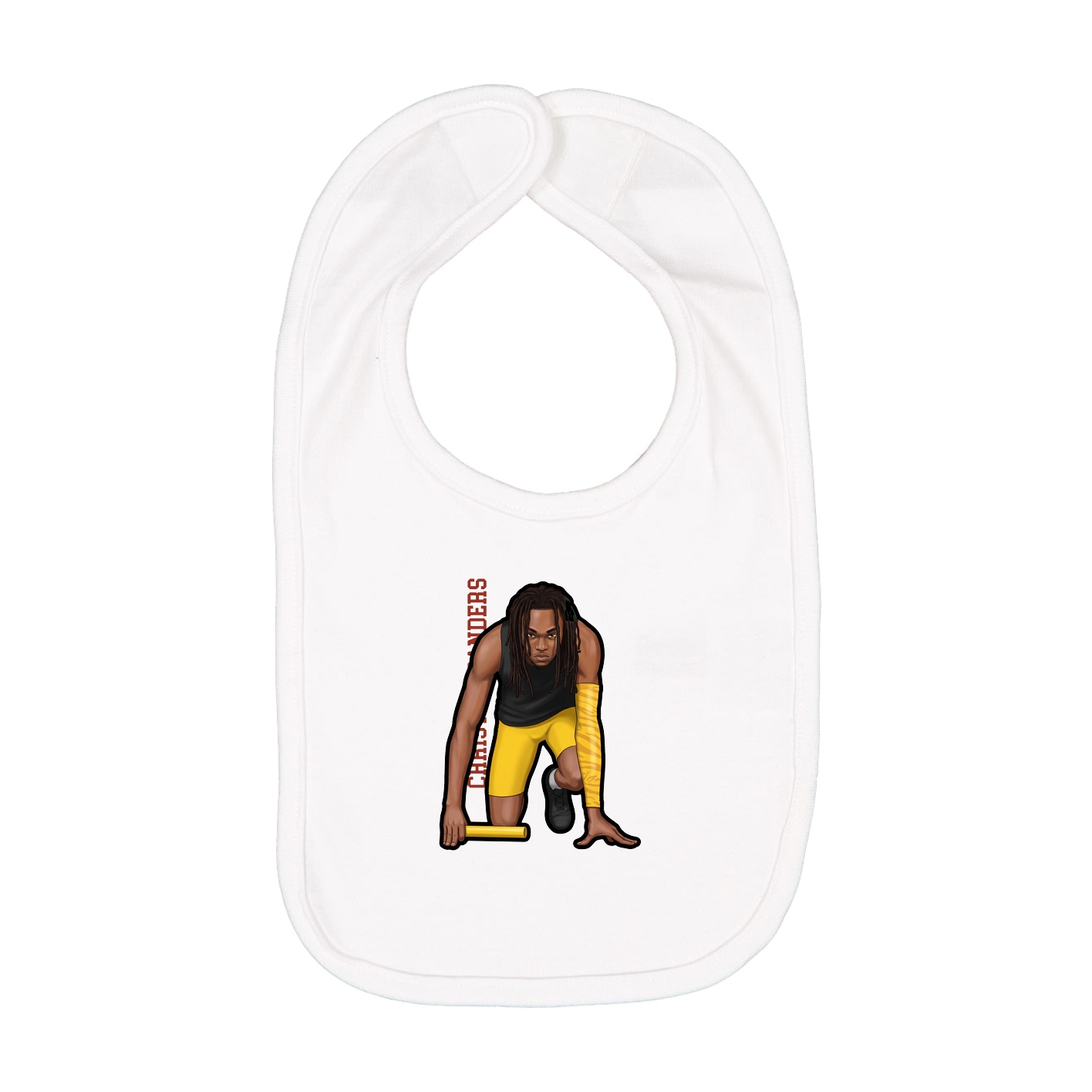 Infant Bib — Name Vertical in White