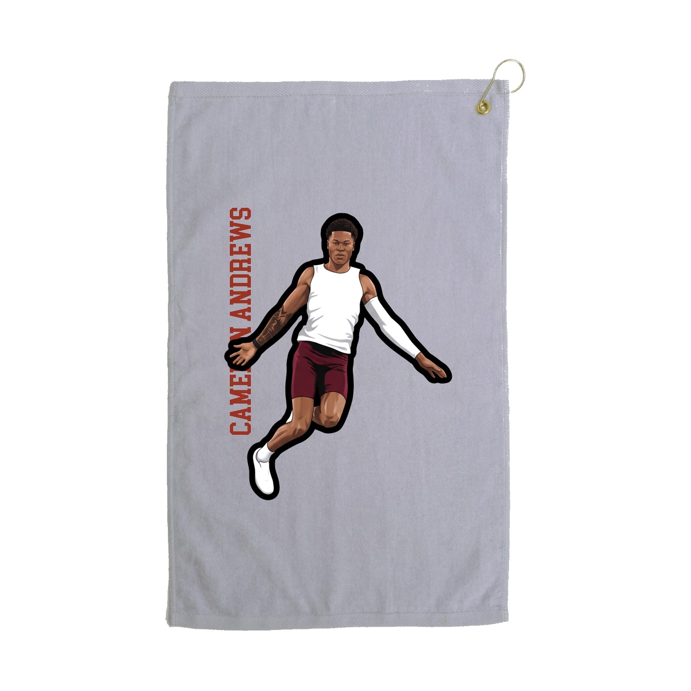 Golf Towel — Name Vertical in Grey