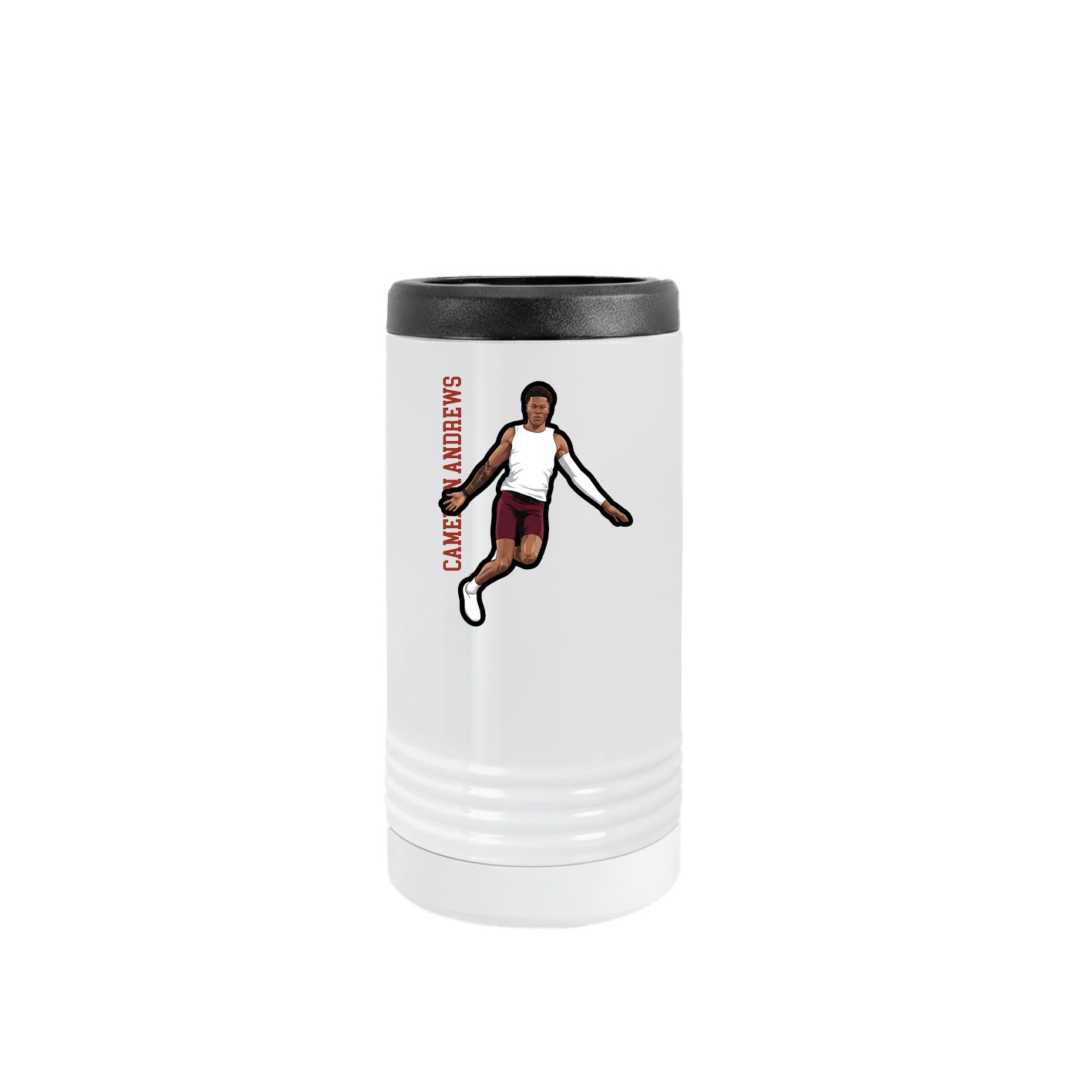 Slim Beverage Holder — Name Vertical in White