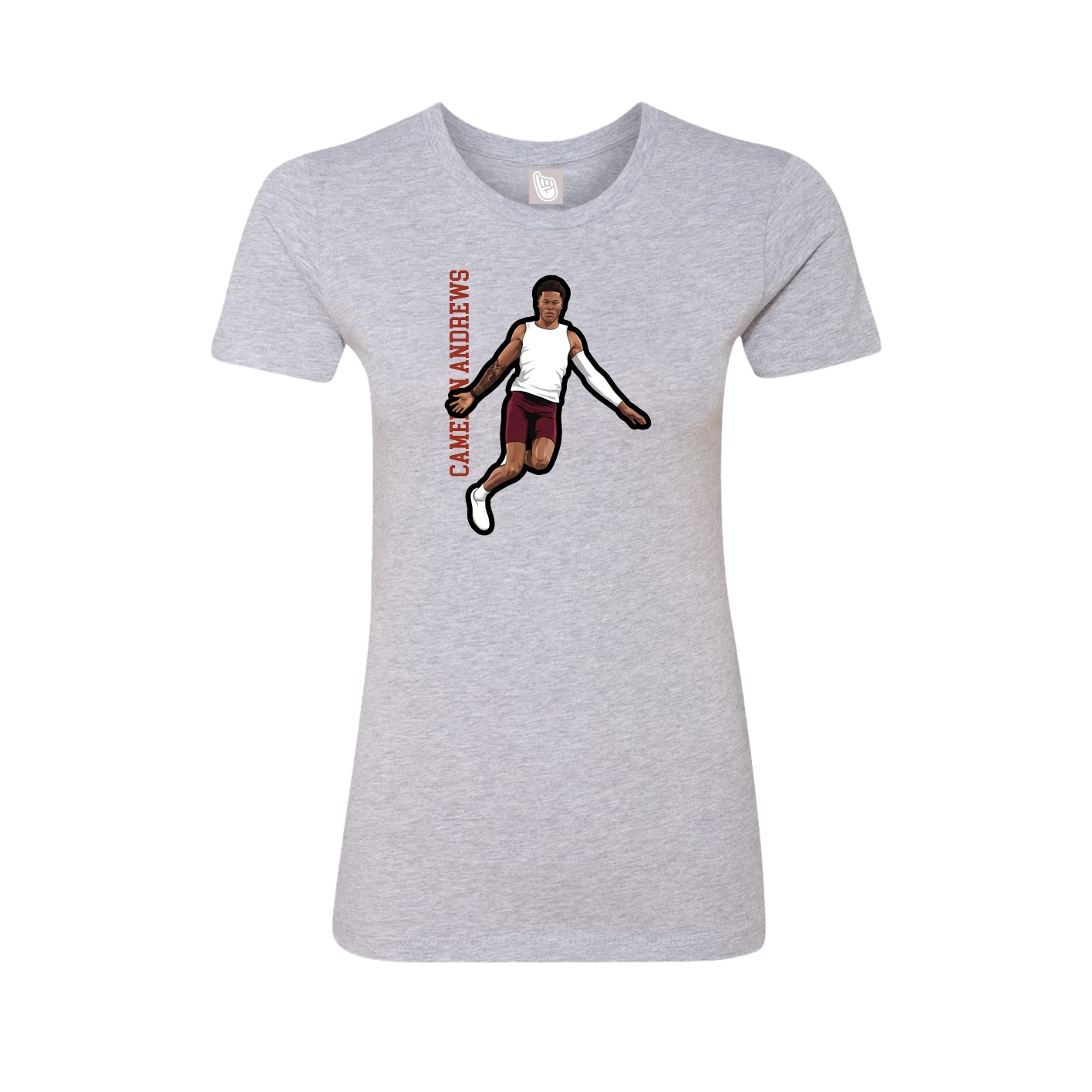Fitted Women's Tee — Name Vertical in Grey