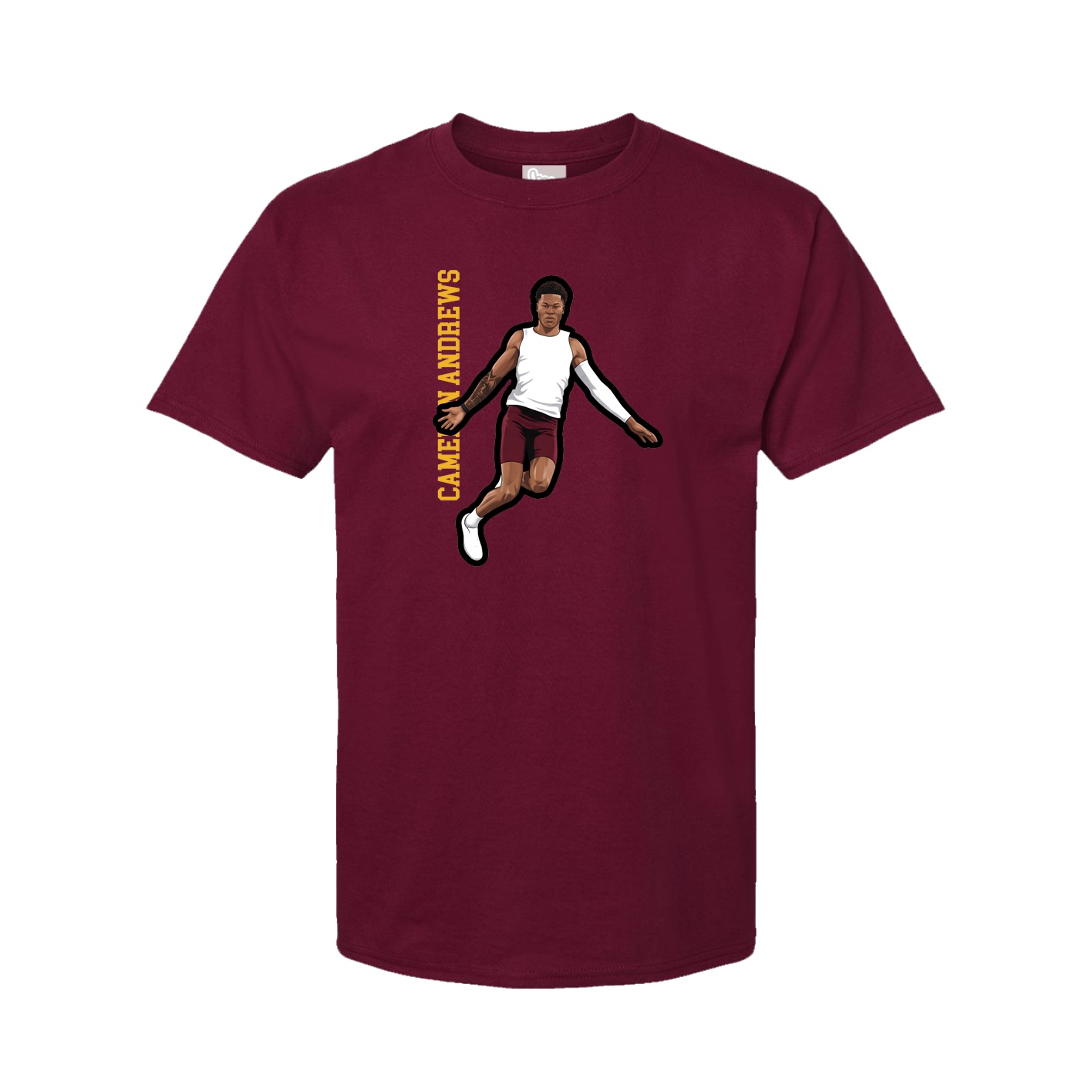Youth Tee — Name Vertical in Cardinal