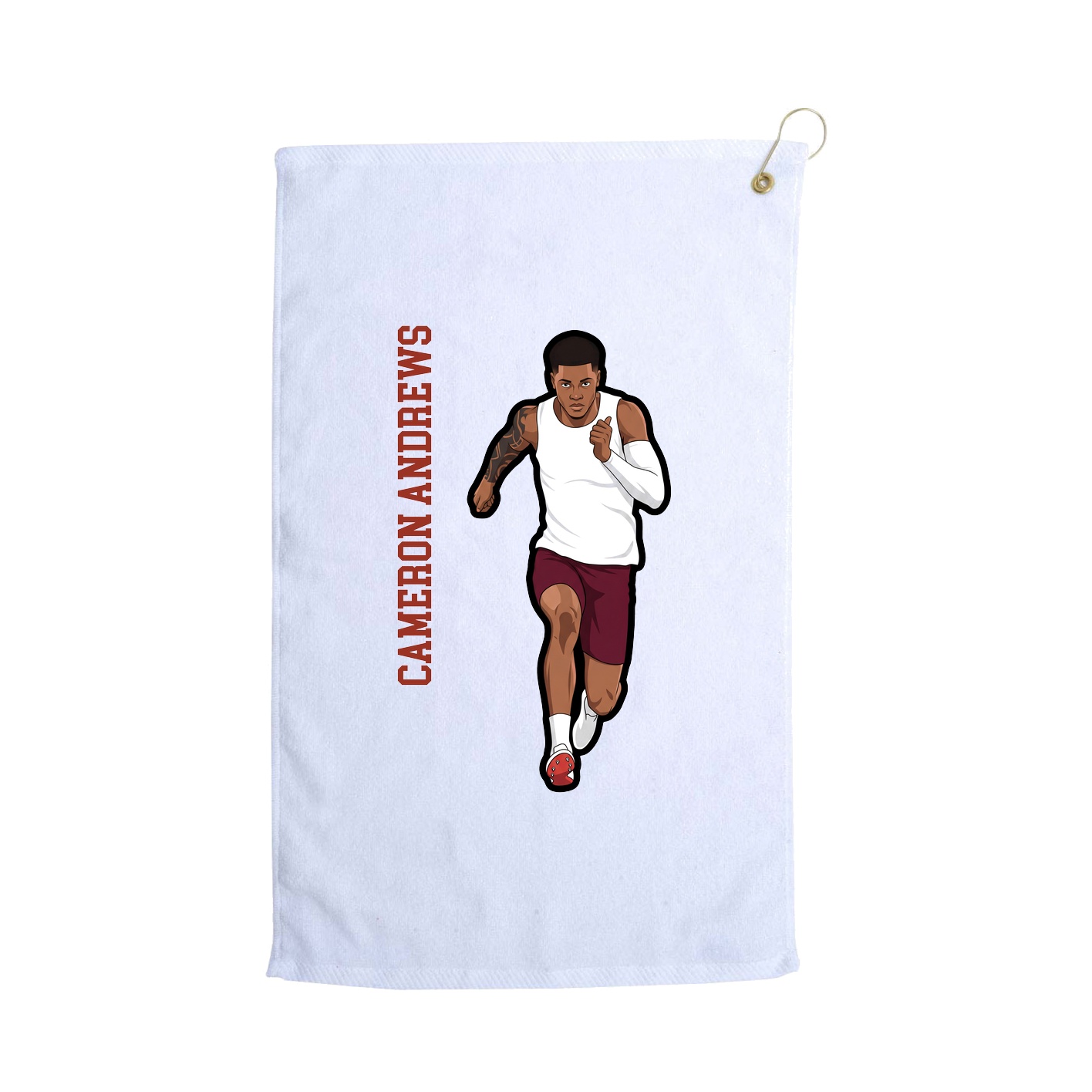 Golf Towel — Name Vertical in White