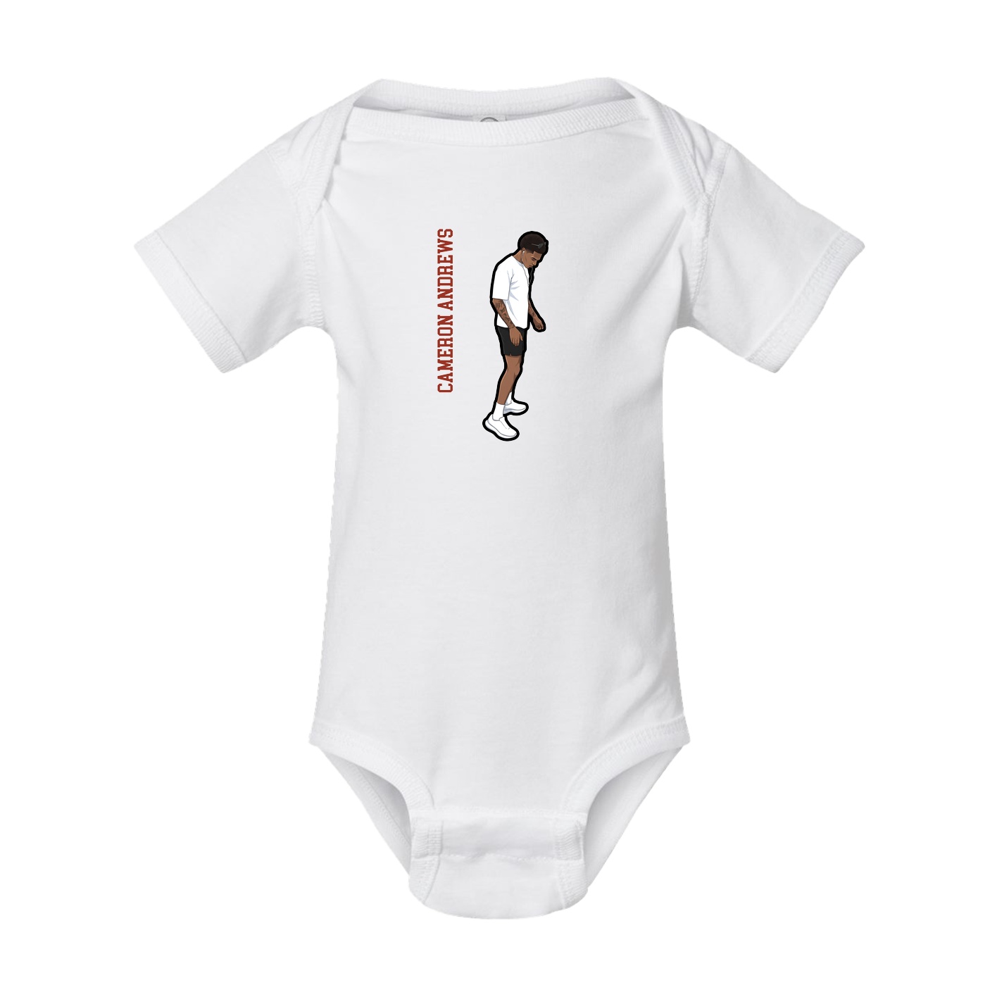 Baby Onesie — Name Vertical in White