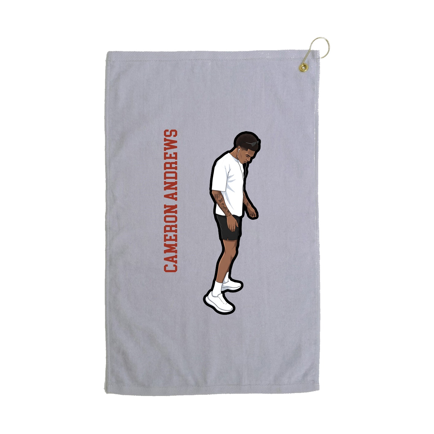 Golf Towel — Name Vertical in Grey