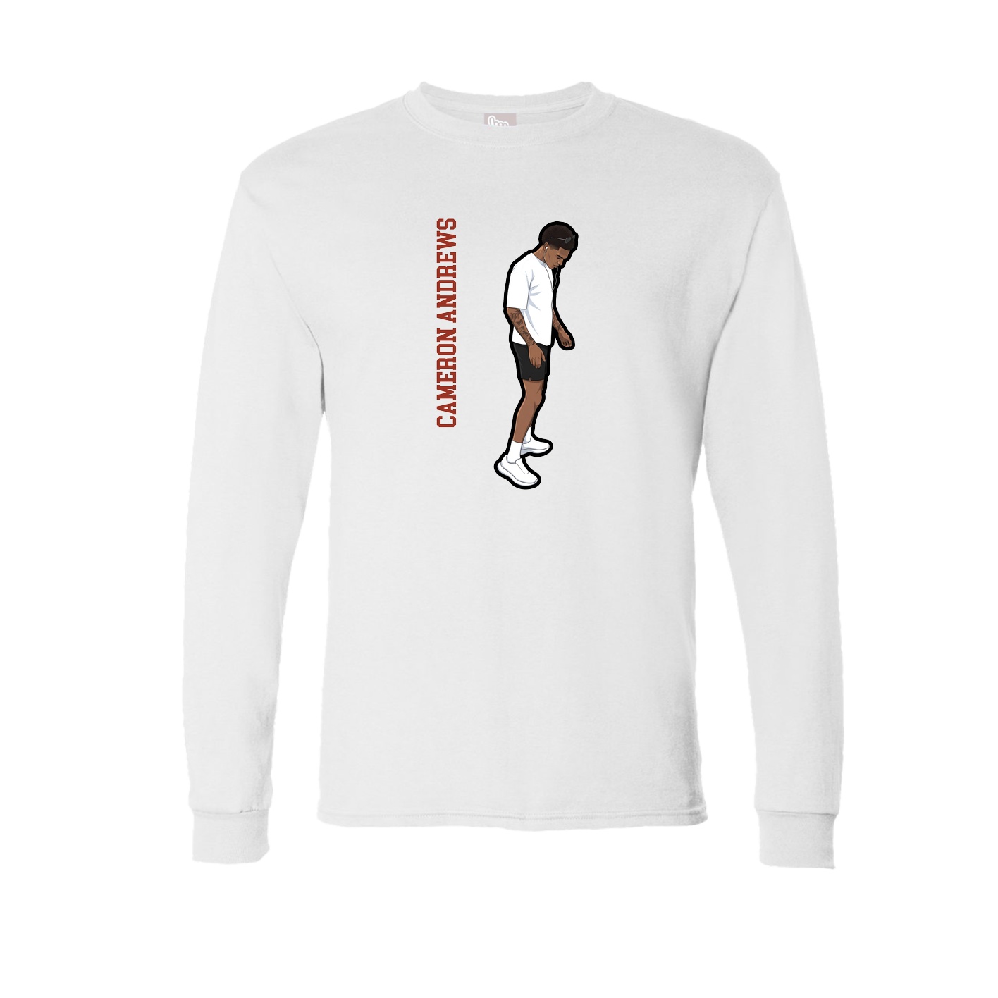 Long Sleeve Tee — Name Vertical in White