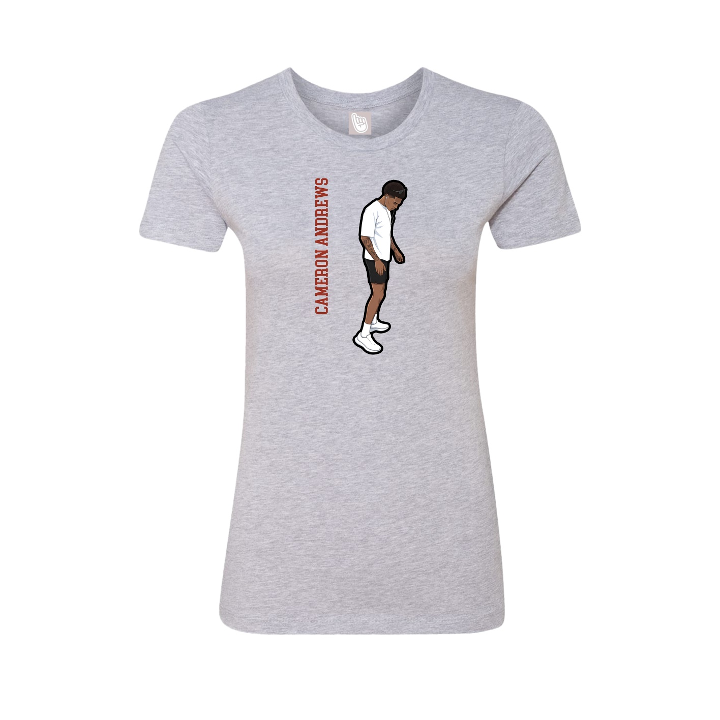Fitted Women's Tee — Name Vertical in Grey